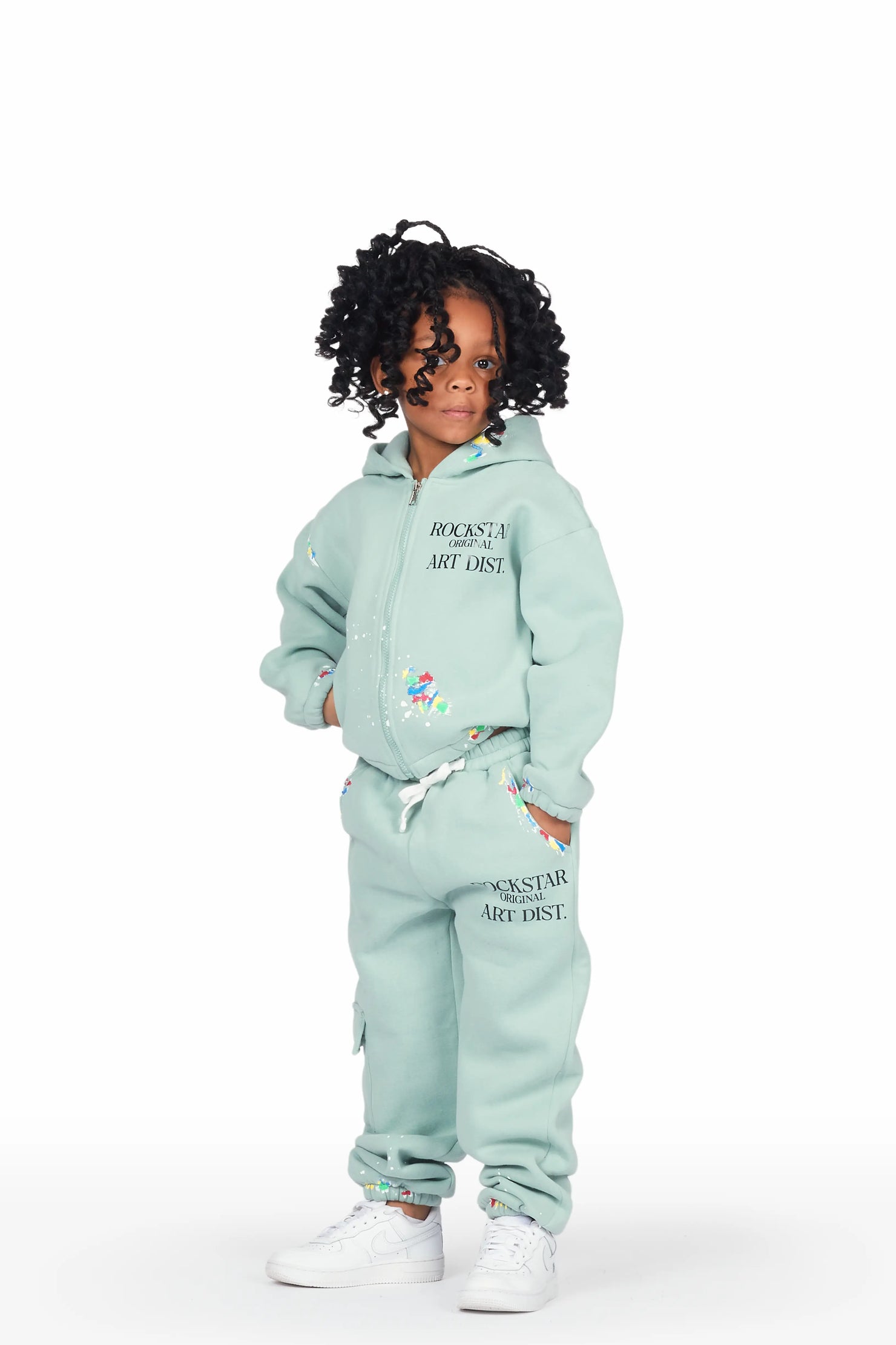 Girls Nevaeh Sage Zip Up Hoodie Pant Set