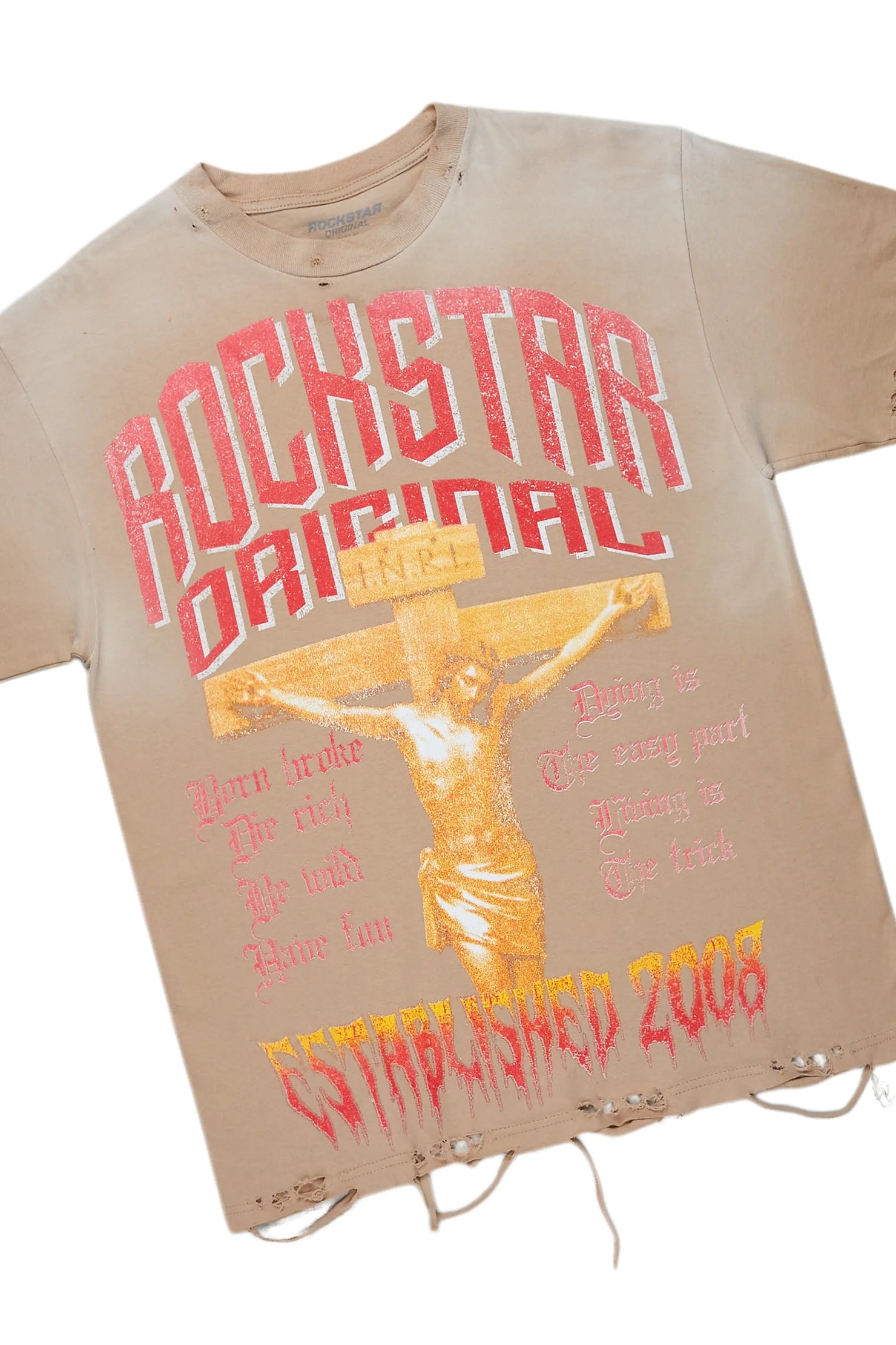 Awready Beige Oversized T-Shirt & Zoticus Stacked Flare Jean Bundle