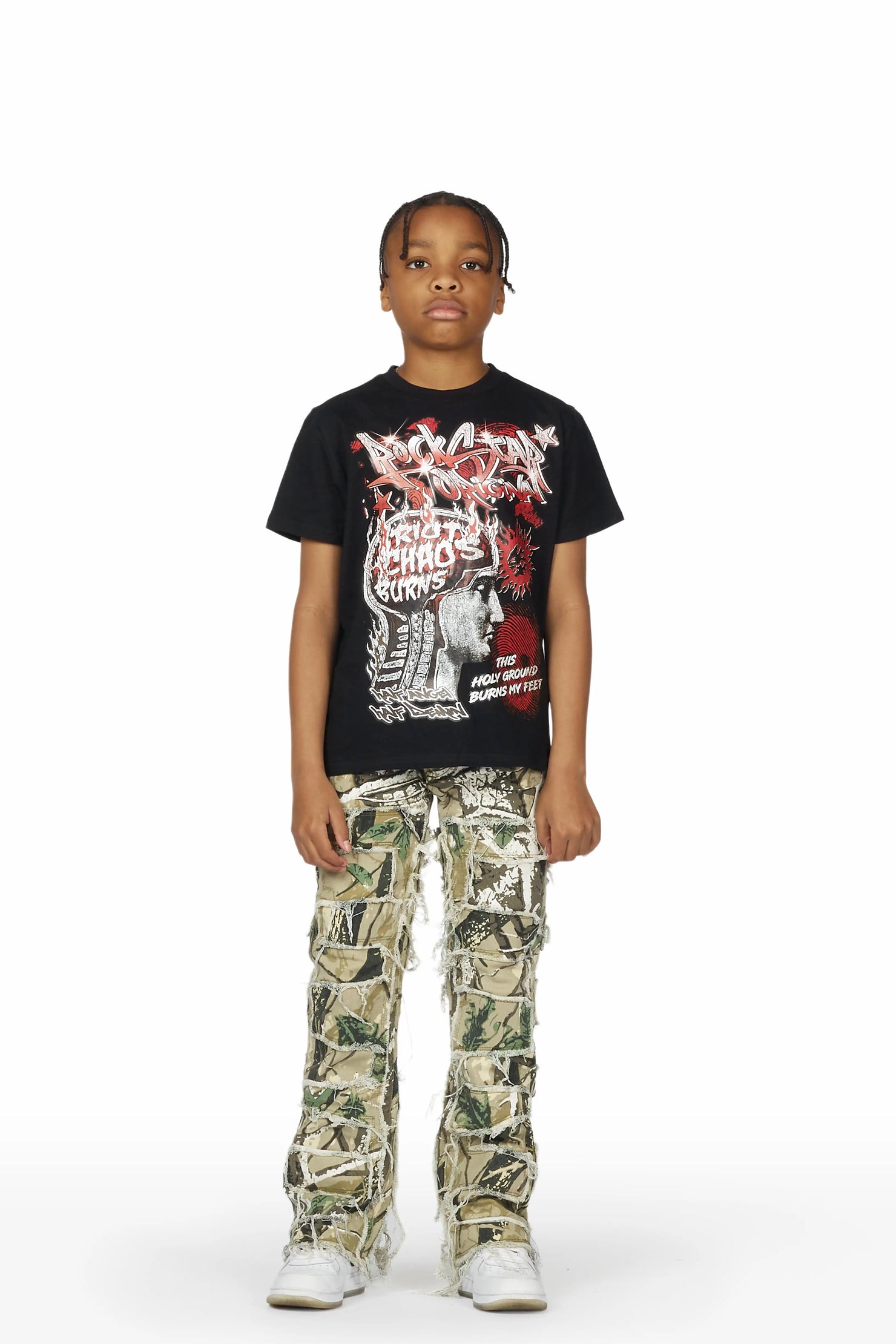 Boys Shake Camo Stacked Flare Jean