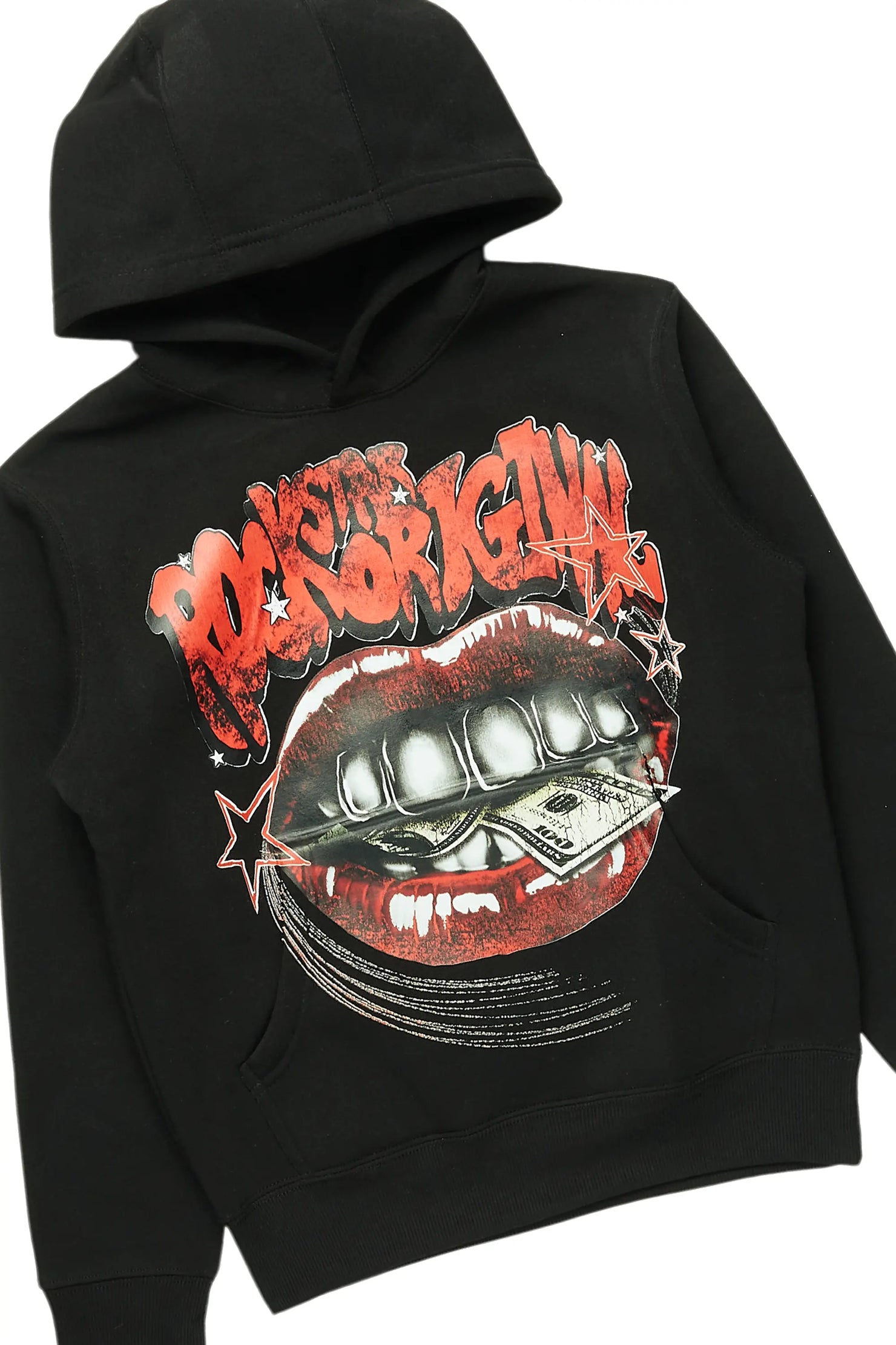 Boys Bloke Black Hoodie/Stacked Flare Jean Set