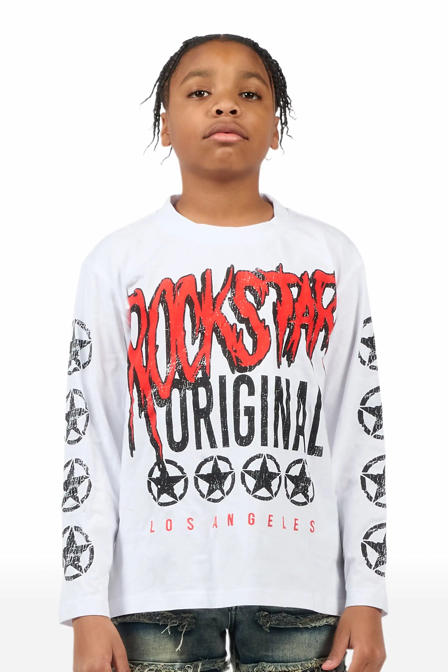 Boys Wizzurd White/Red Long Sleeve Graphic T-Shirt