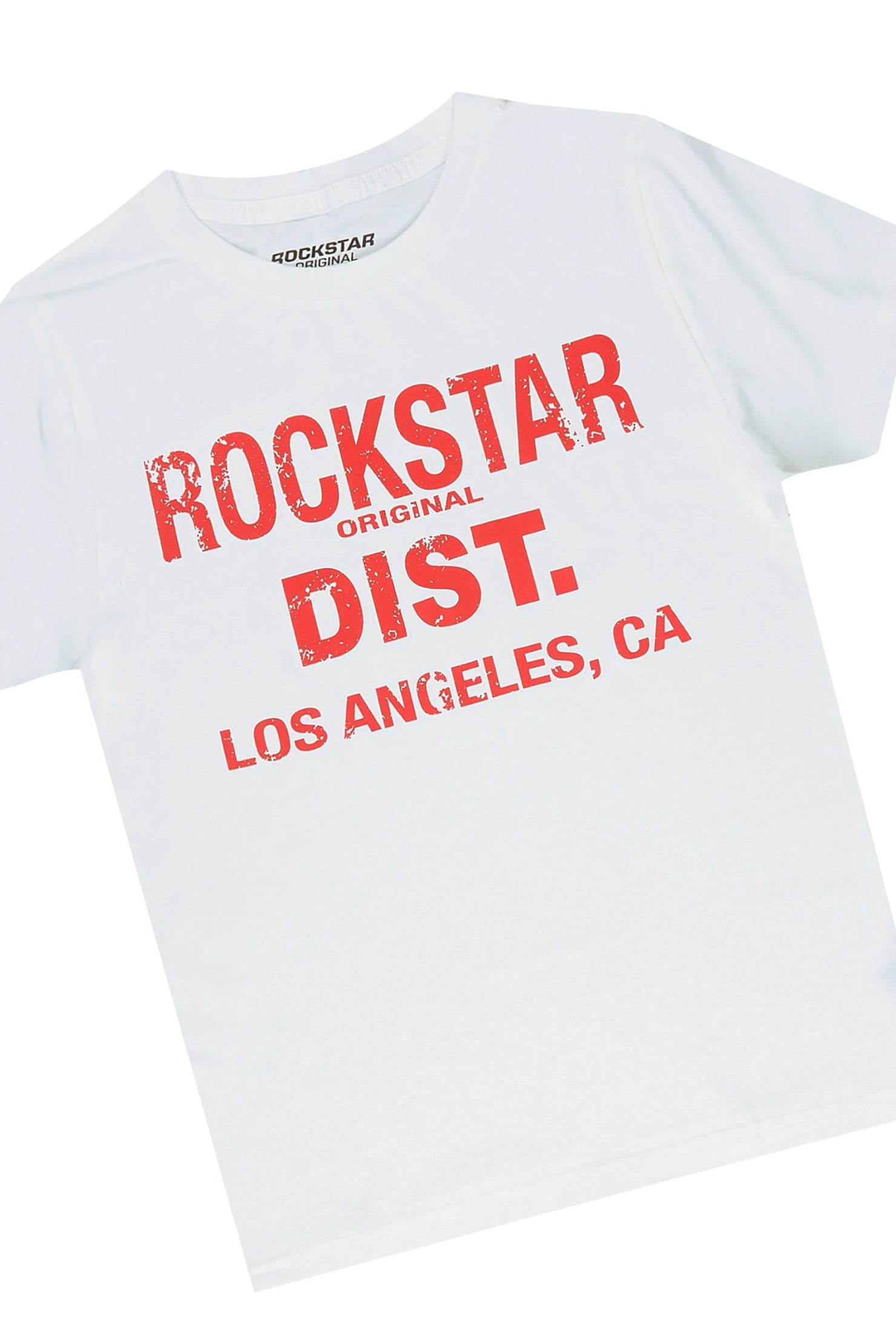 Boys Karkady White/Red T-Shirt Stacked Pant Set