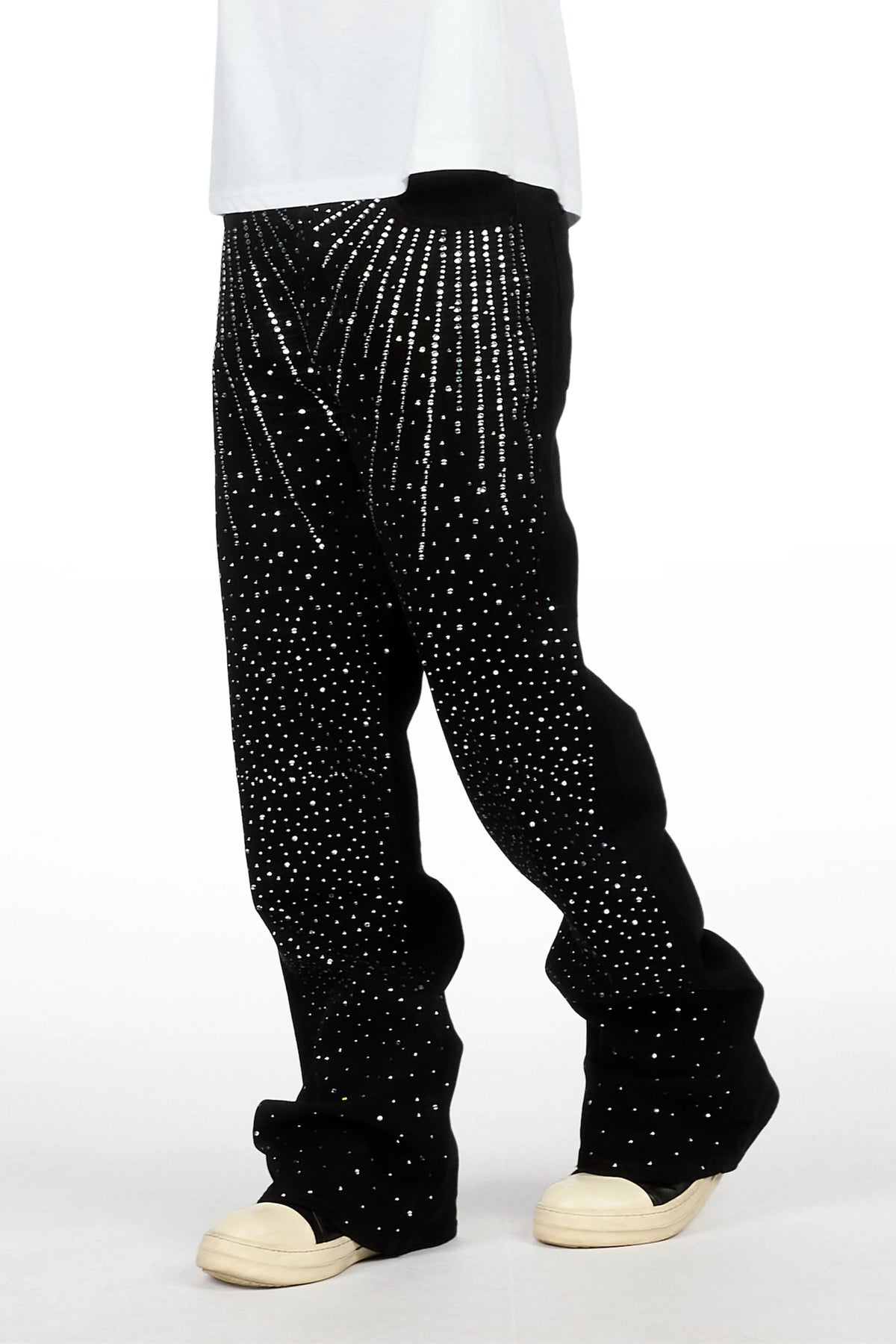 Keki Black Rhinestones Baggy Fit Jeans