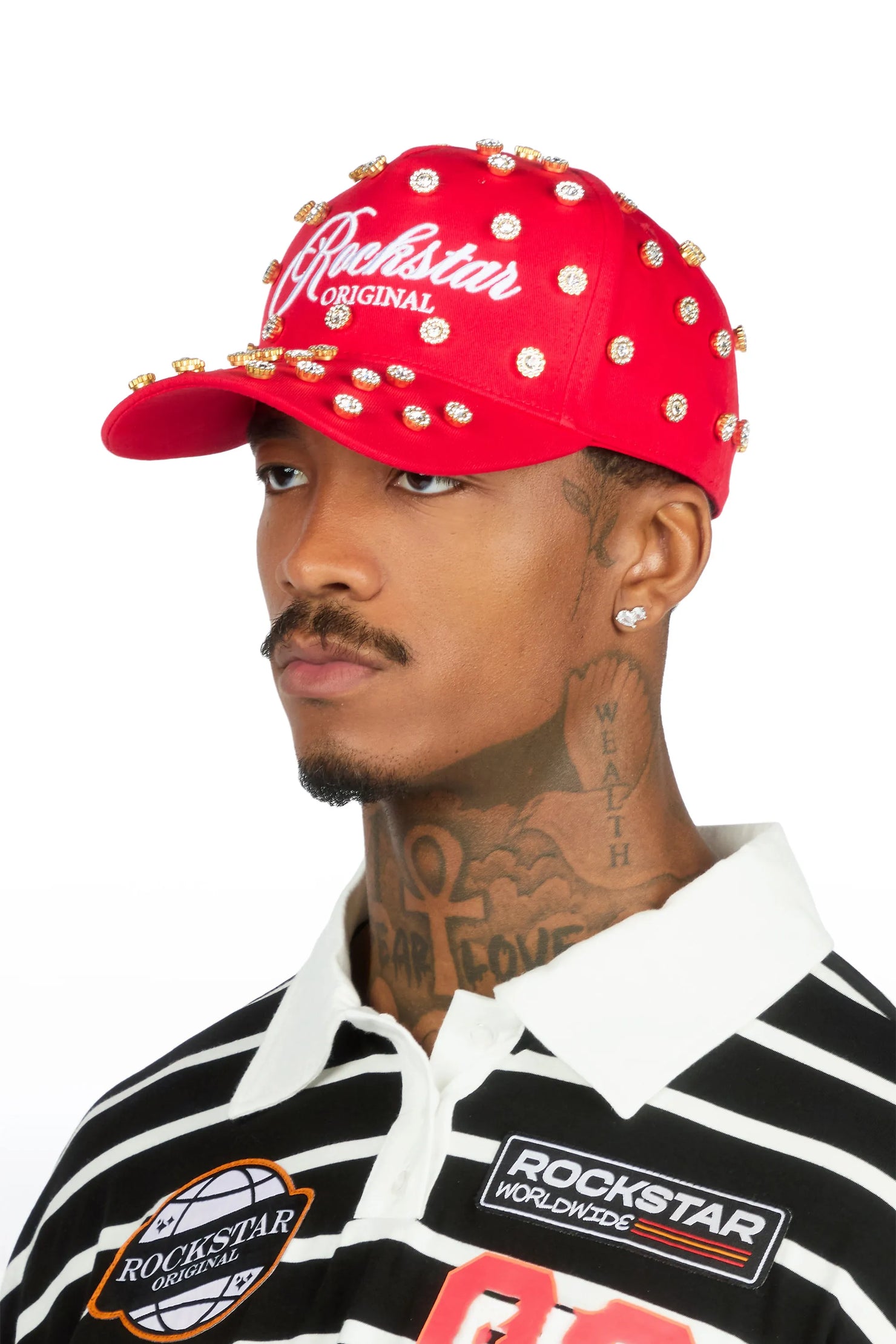 Roma Red Rhinestone Trucker Hat