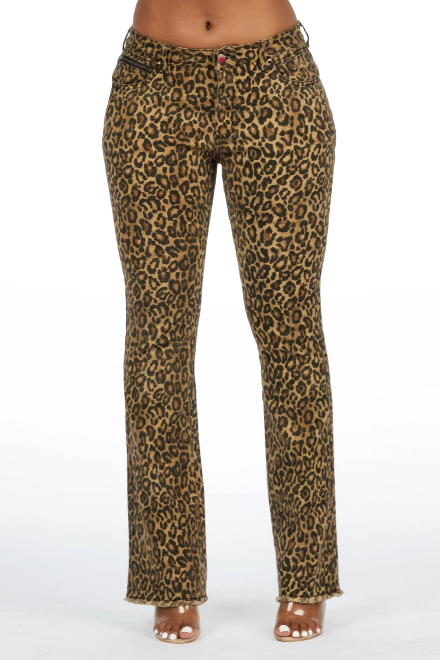 Tiriea Cheetah Low Rise Stretch Bootcut Jean