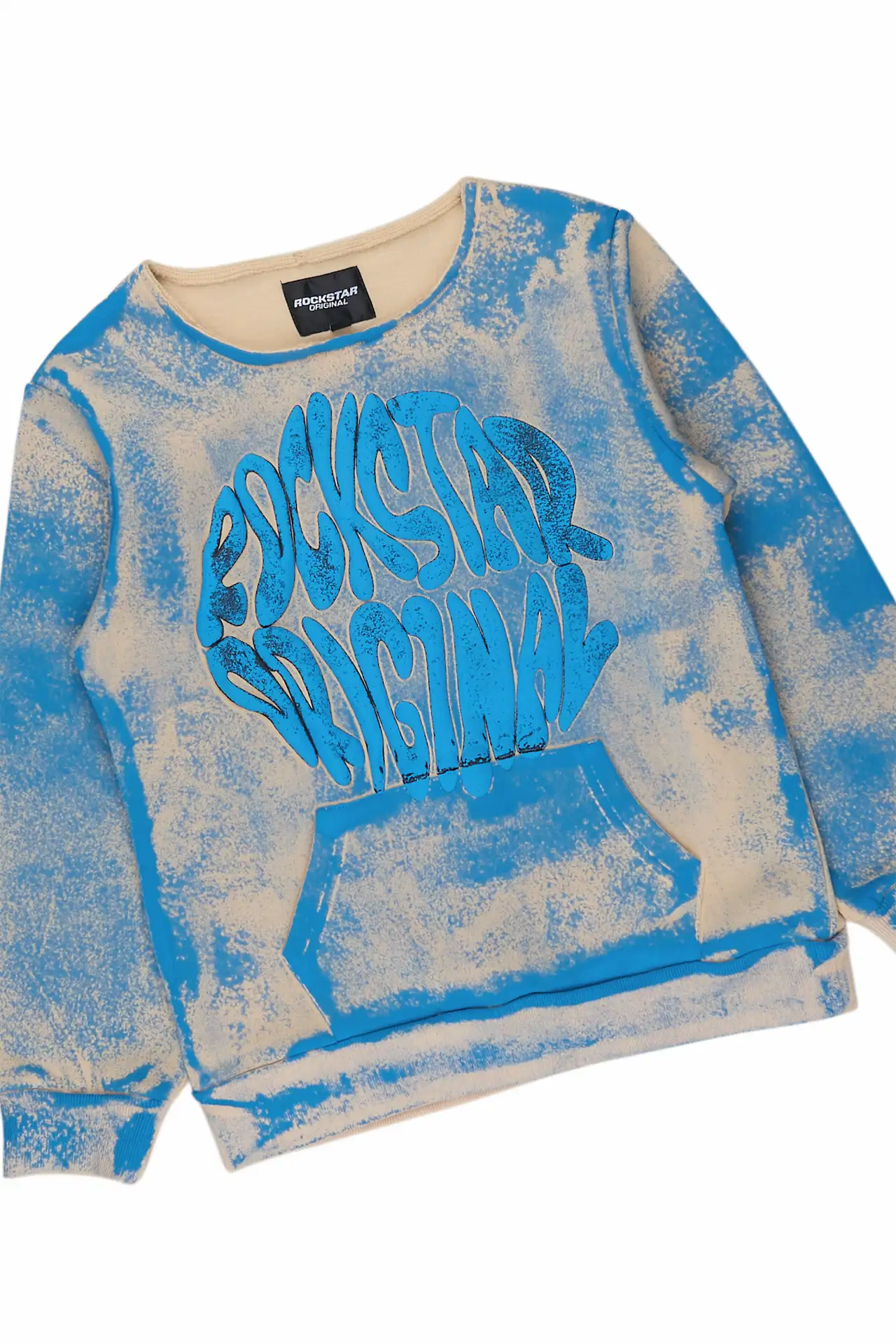 Girls Therry Tan/Blue Crewneck Stacked Track Set
