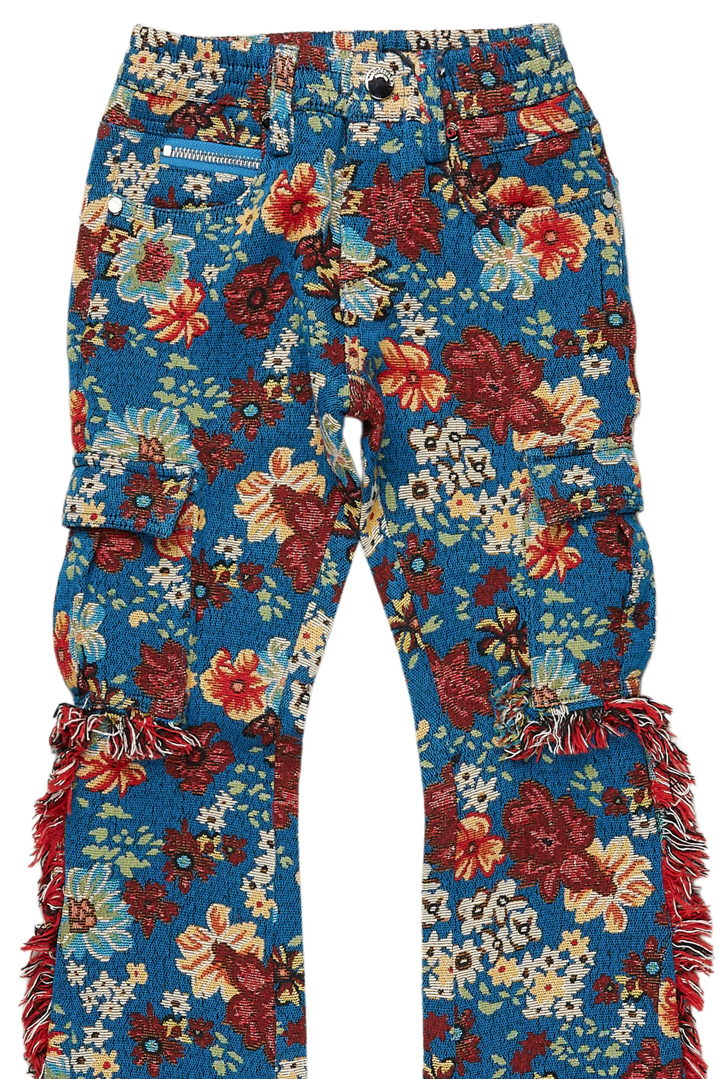 Boys Finn Blue Slim Tapestry Flare Pants