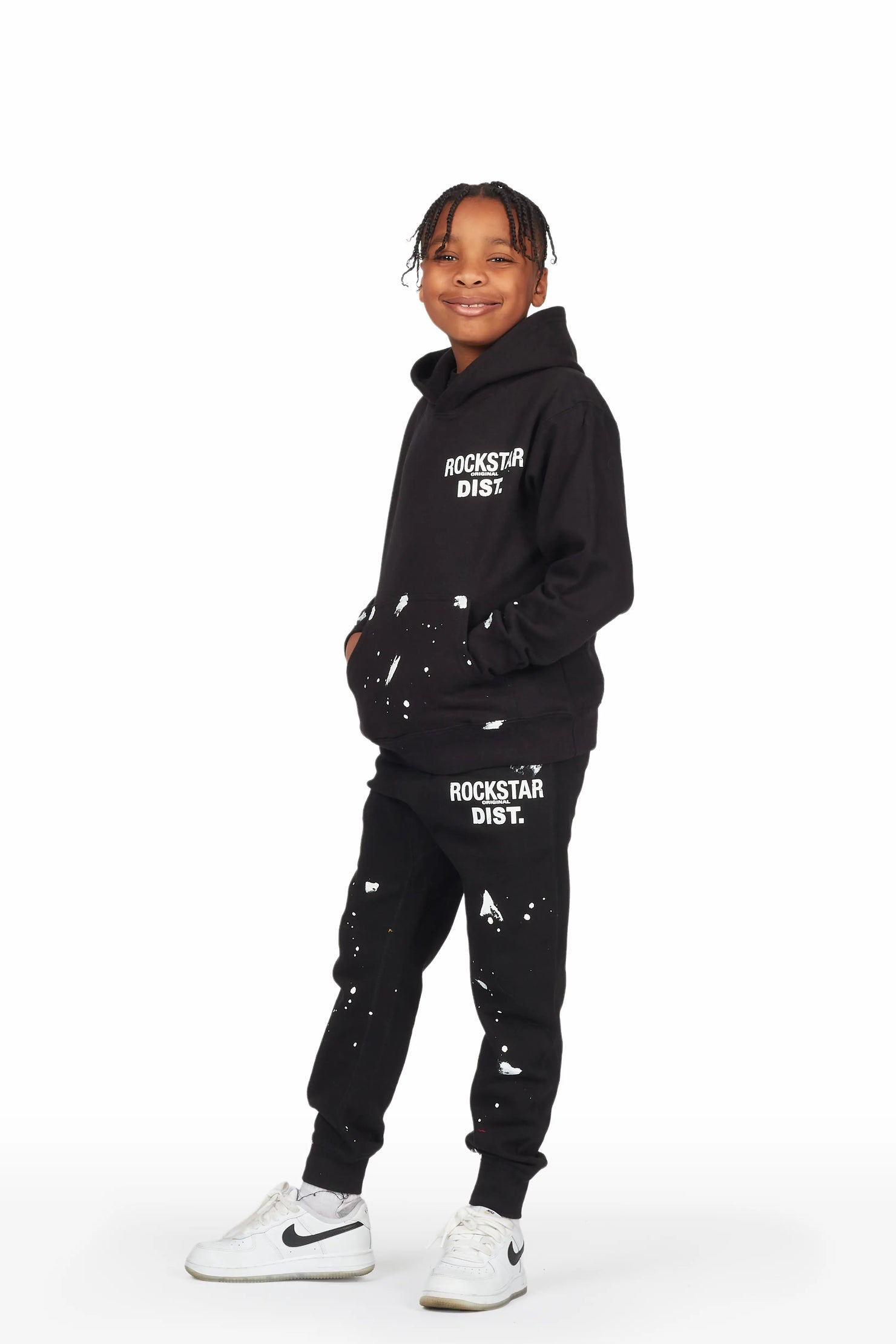 Boys Raffer Black Hoodie Track Set