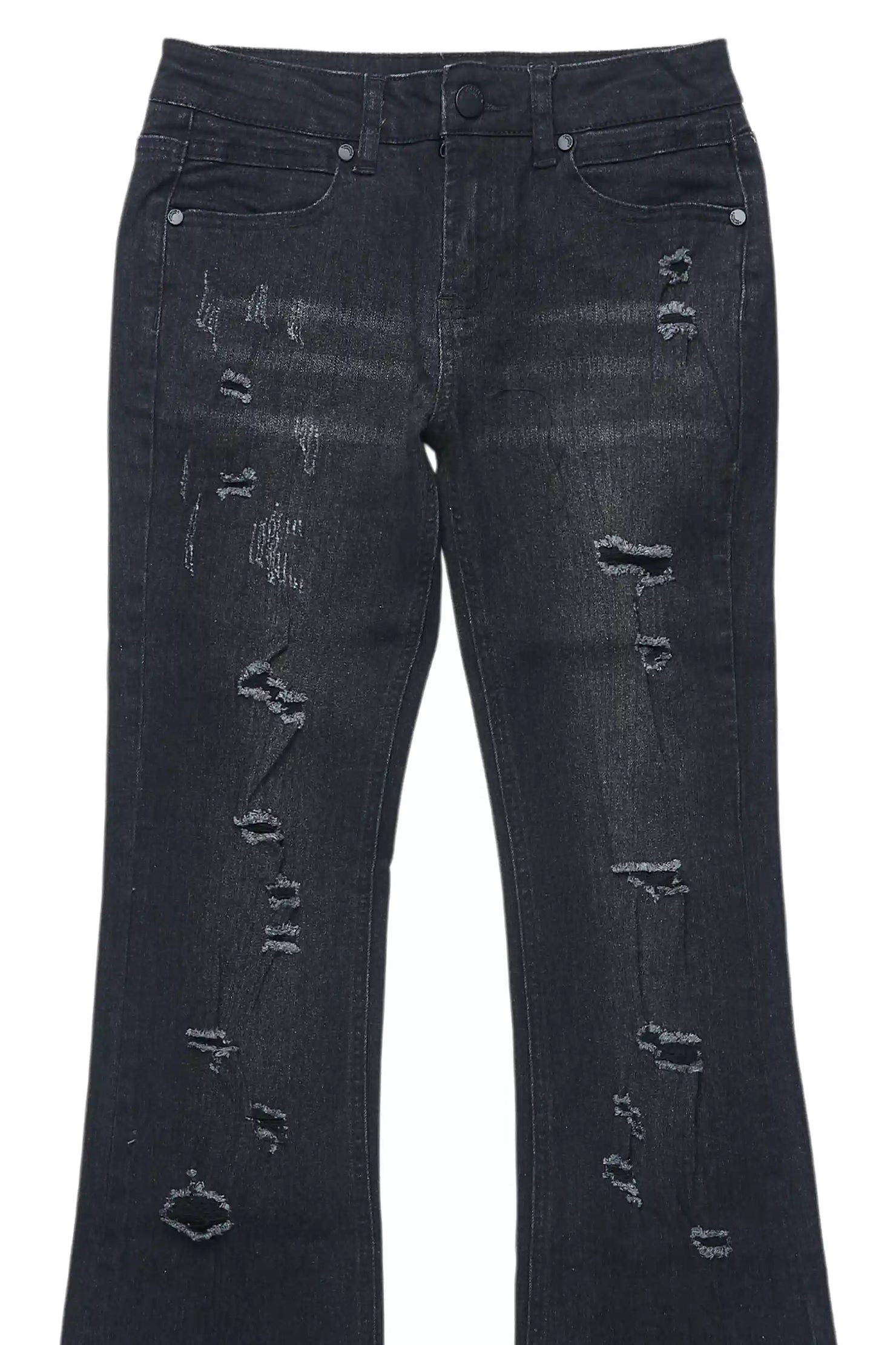 Boys Stellan Black Stacked Flare Jean