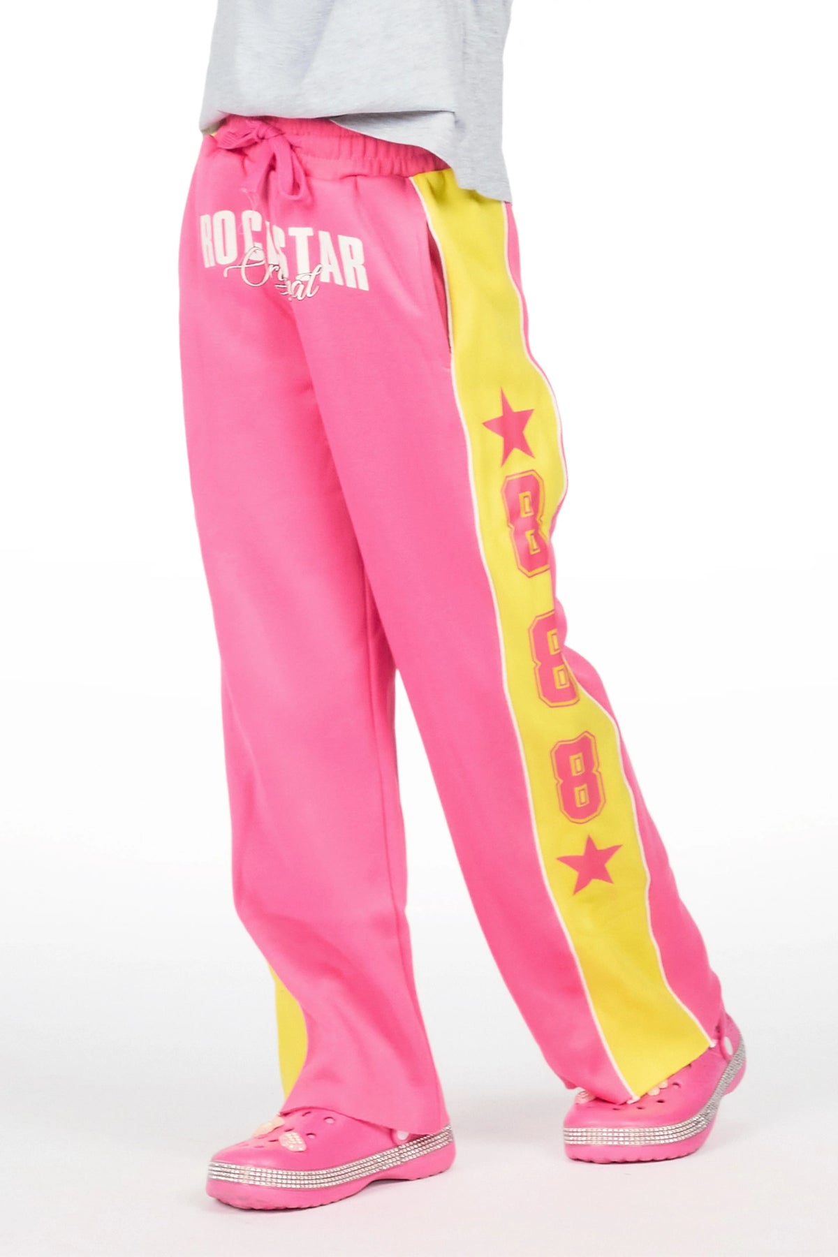 Girls Airelle Pink/Yellow Baggy Track Pant