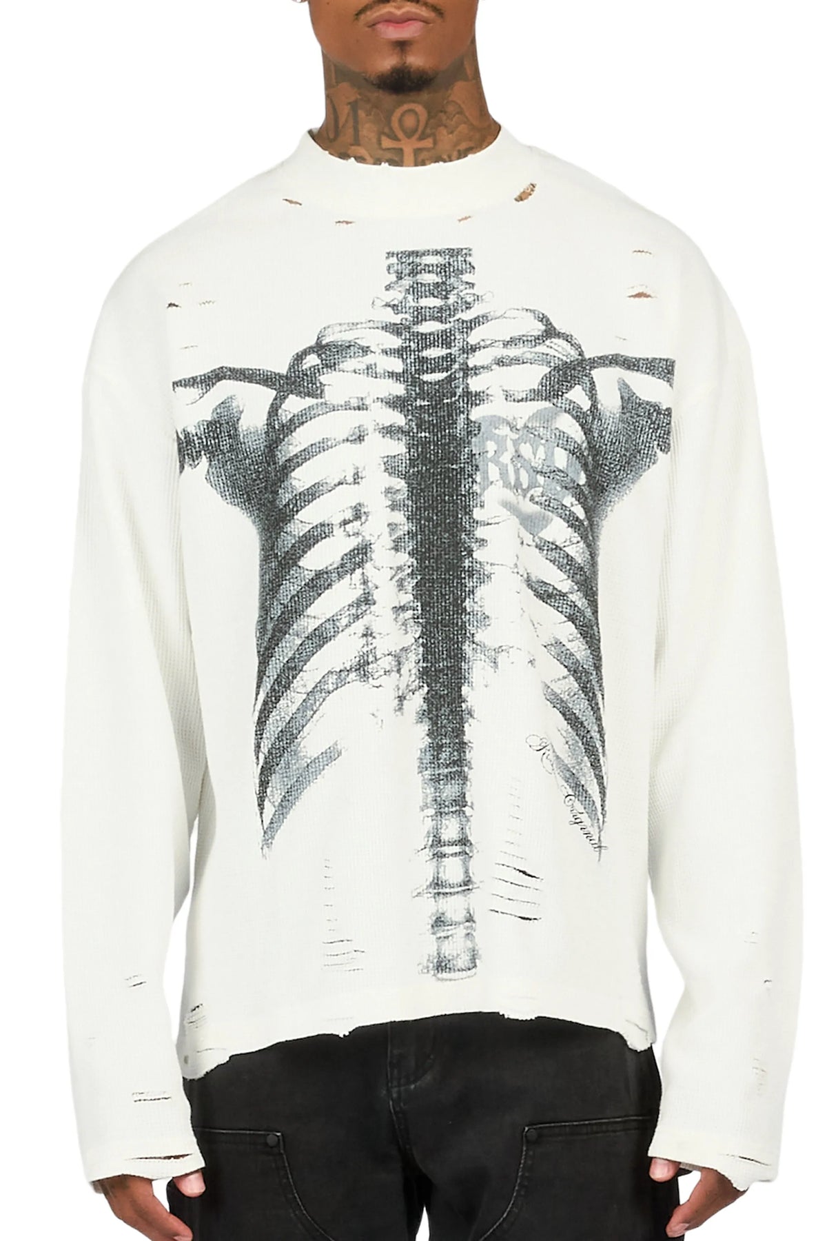 Caliz Off White Thermal Long Sleeve T-Shirt
