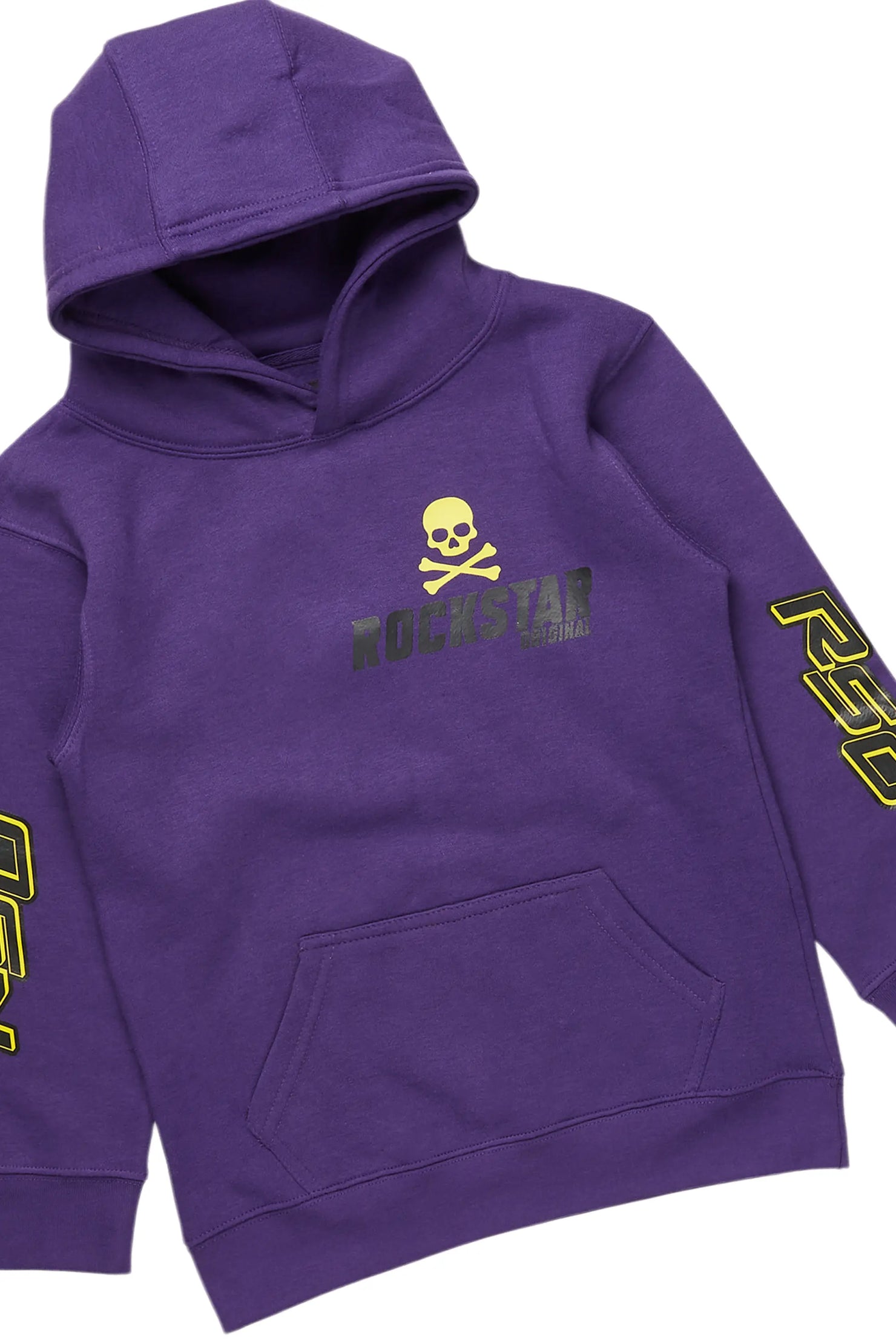 Boys Damek Purple Hoodie/Stacked Flare PU Jean Set