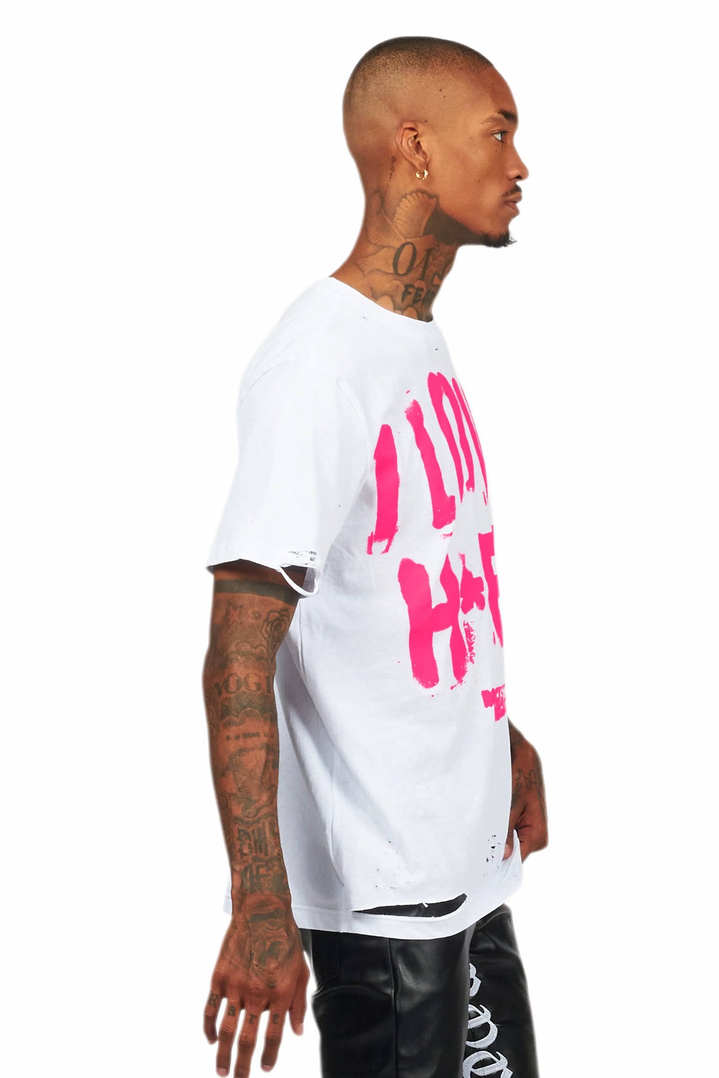 Banyan White/Pink Graphic Oversized T-Shirt