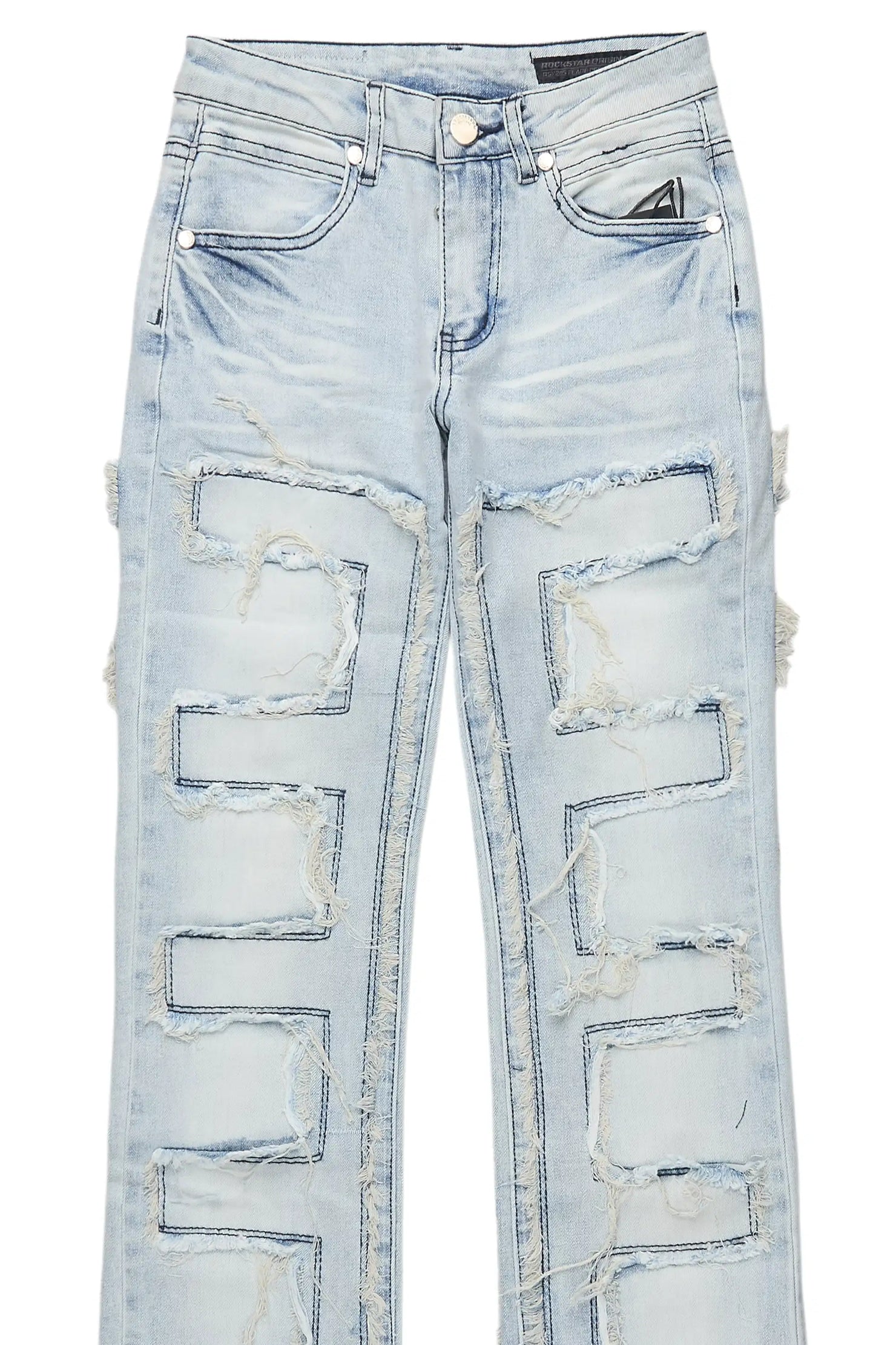 Girls Zariyah Light Wash Stacked Flare Jean