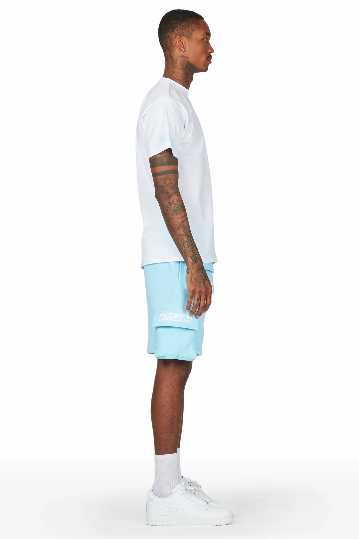 Jash White/Blue Short Set