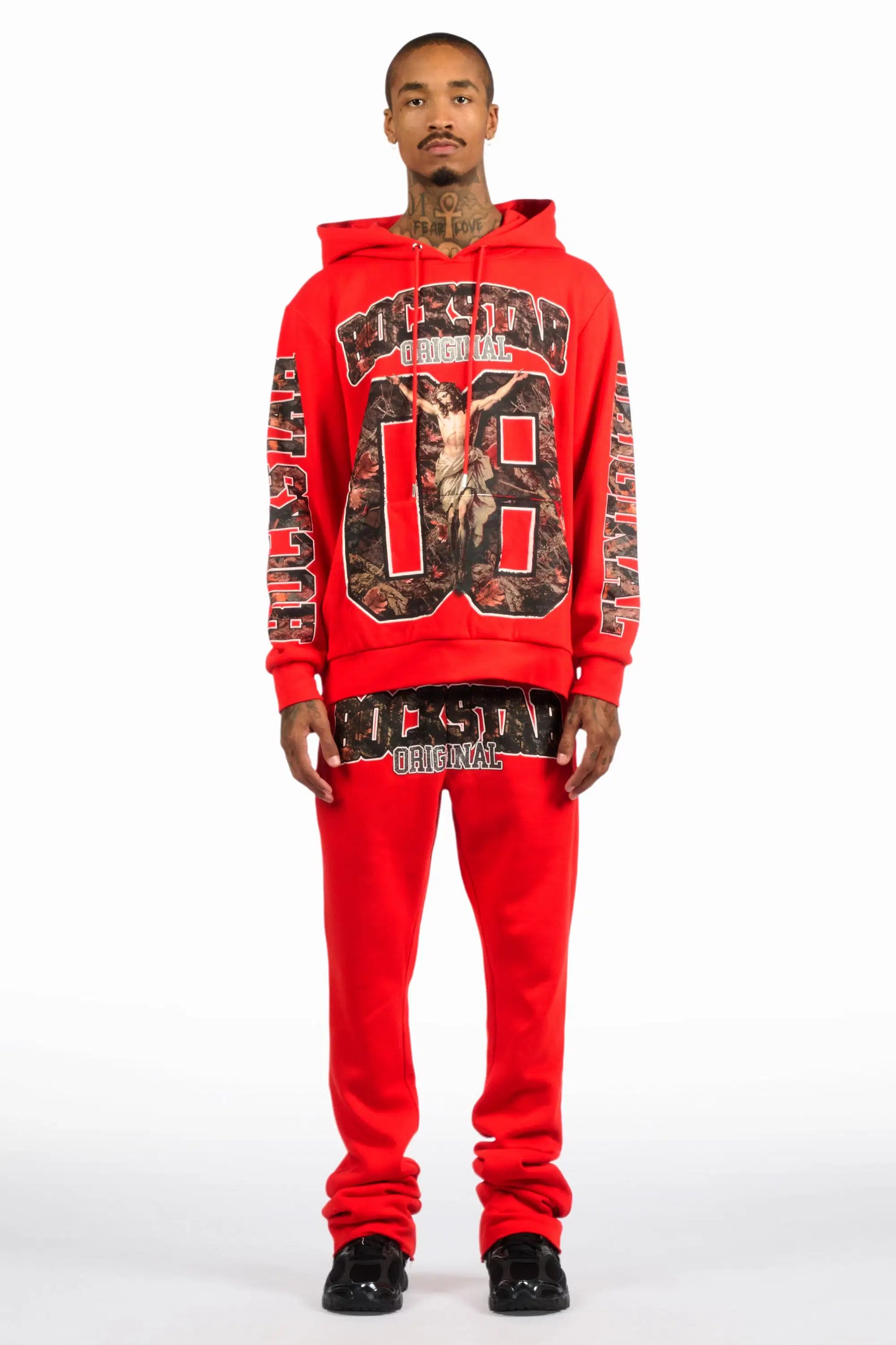 Fields Red Hoodie/Stacked Pant Track Set