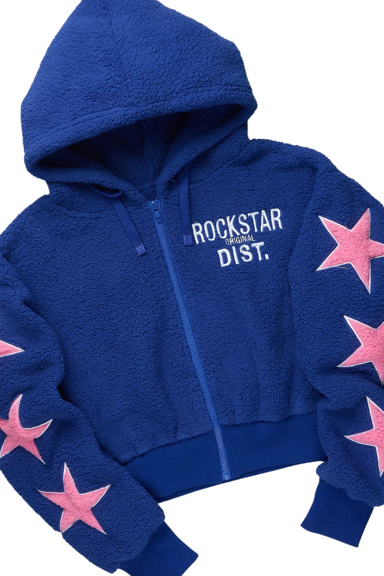 Dainisha Navy Sherpa Zip Up Stacked Track Set