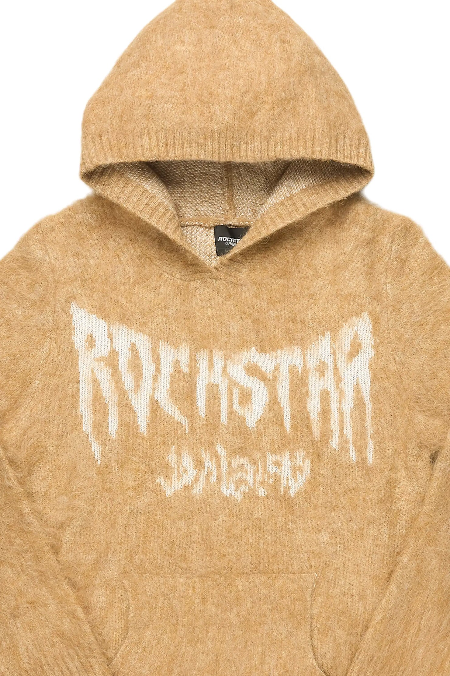 Andros Beige Graphic Knitted Hoodie