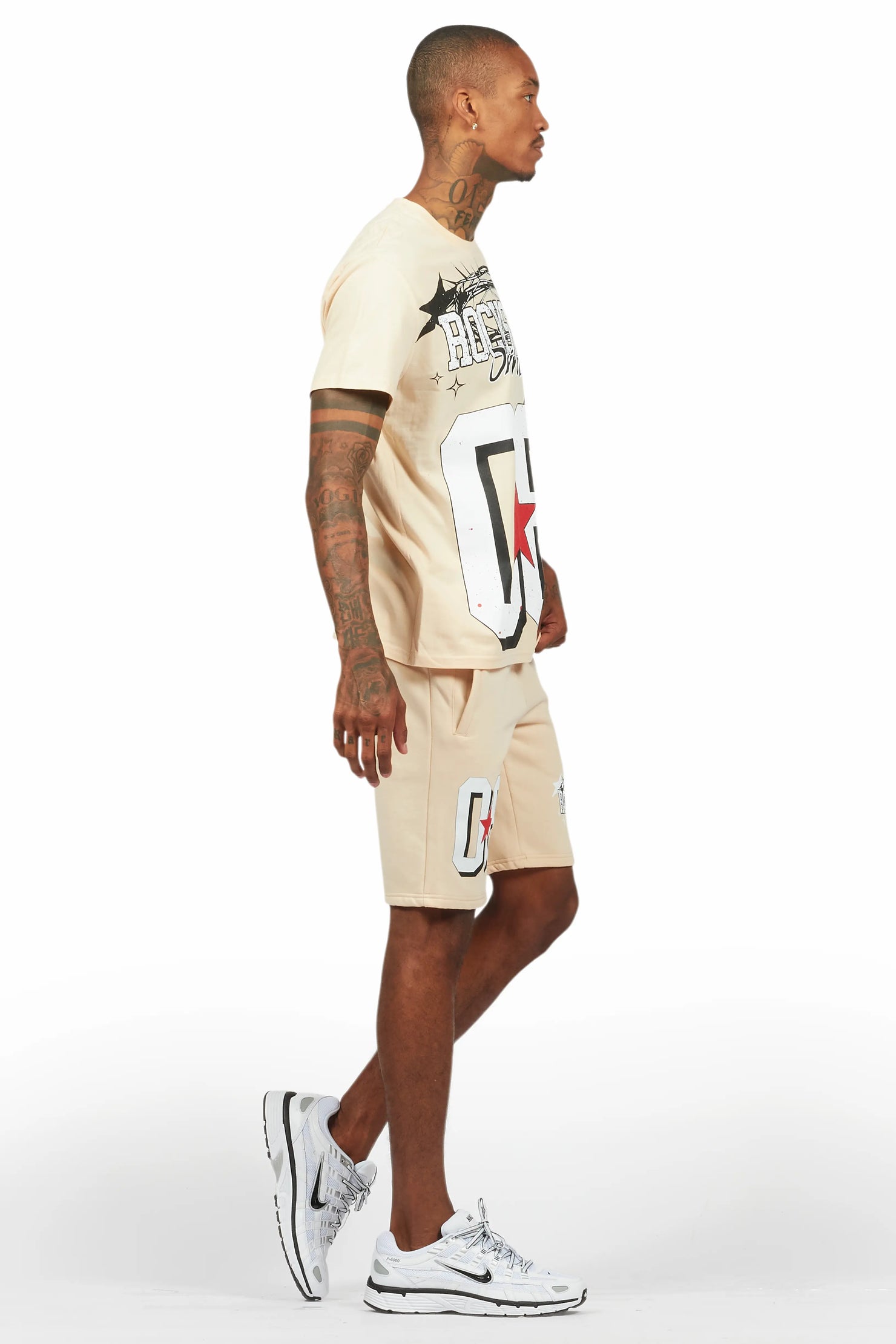 Allstar Beige/White T-Shirt Short Set
