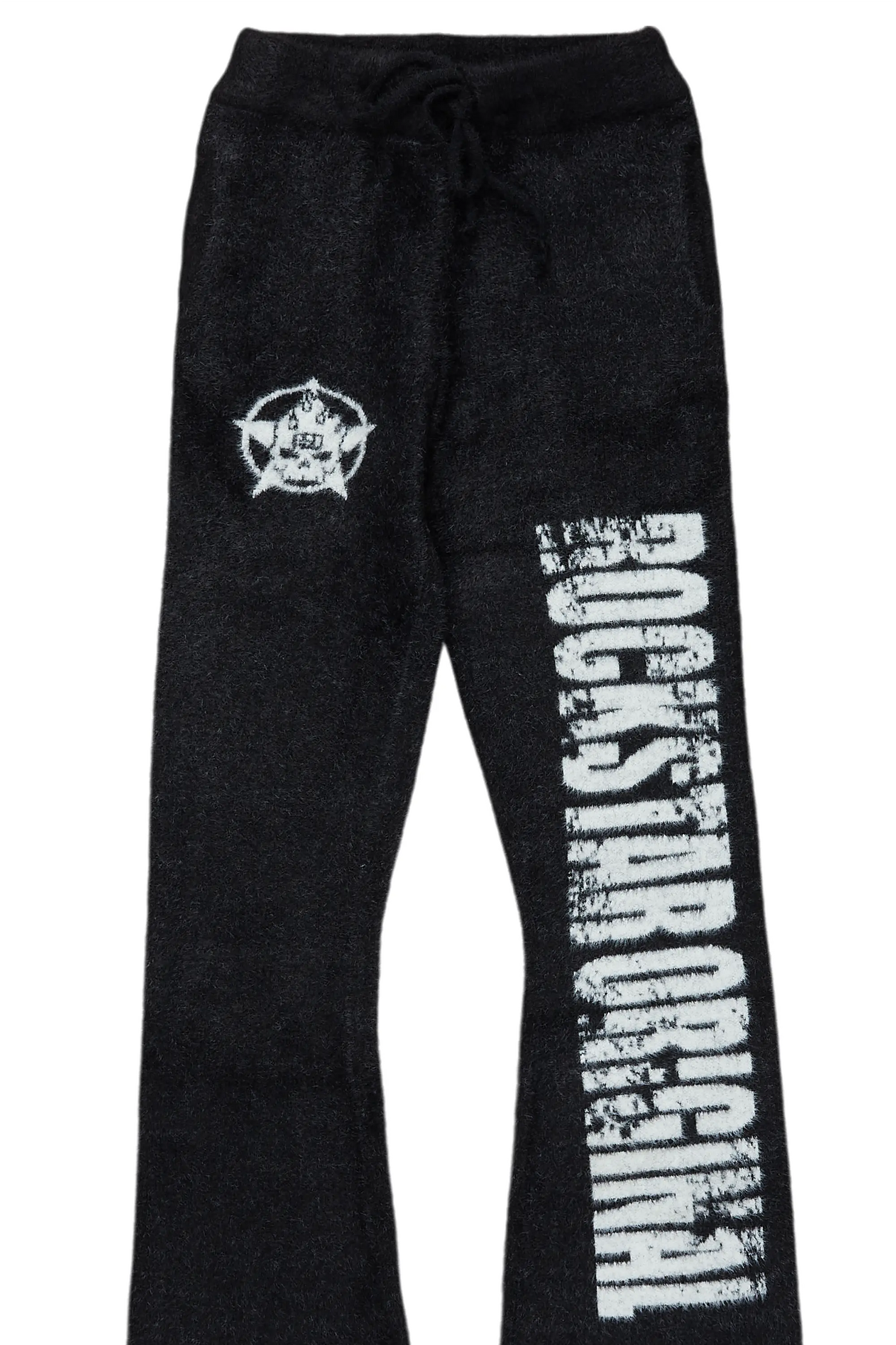 Girls Keve Black Knitted Mohair Flare Sweat Pant