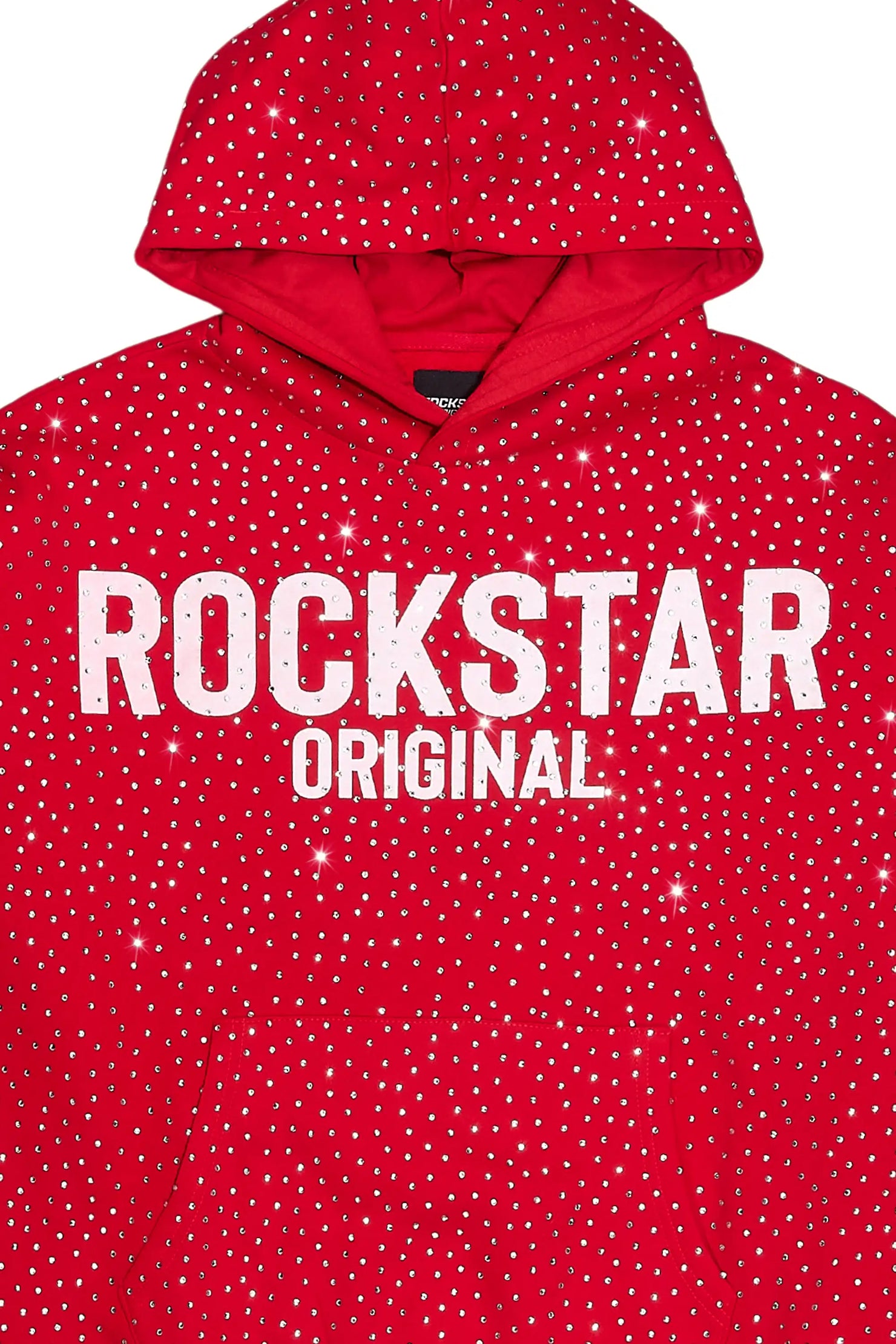 Crystiq Red/White Rhinestone Oversized Hoodie