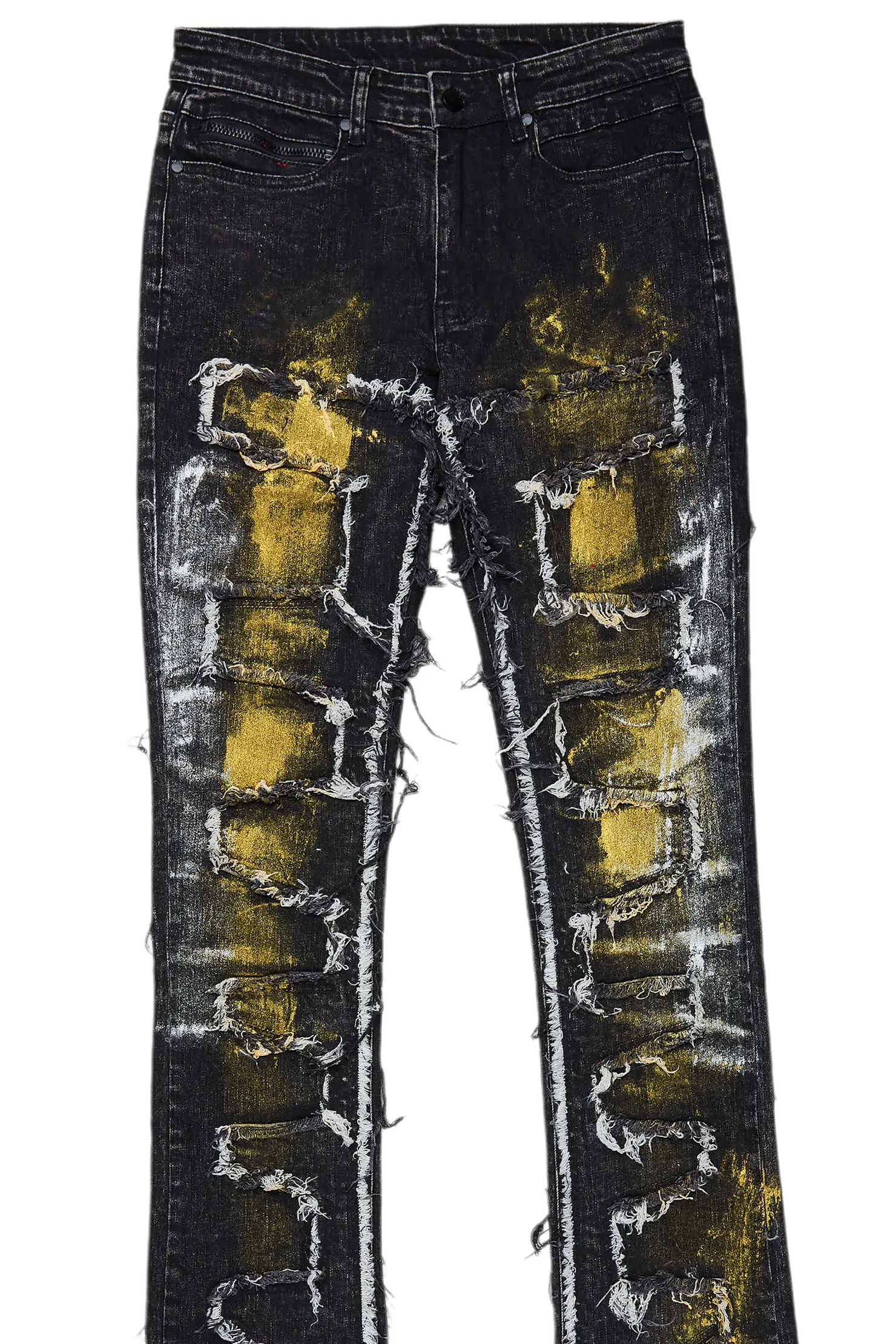 Hallia Dark Grey Stacked Flare Jean