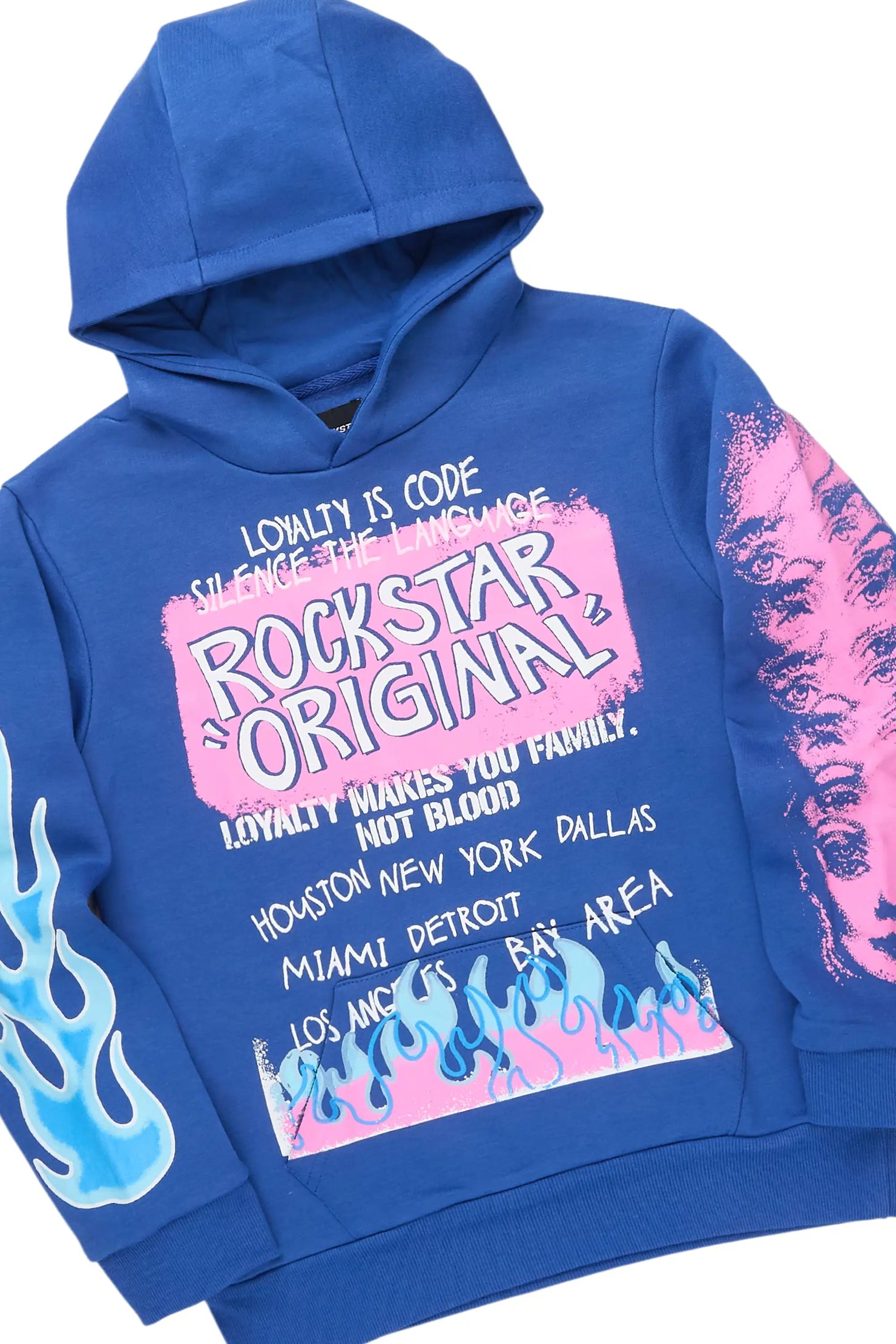 Boys Beno Royal Blue Hoodie/Stacked Jean Set