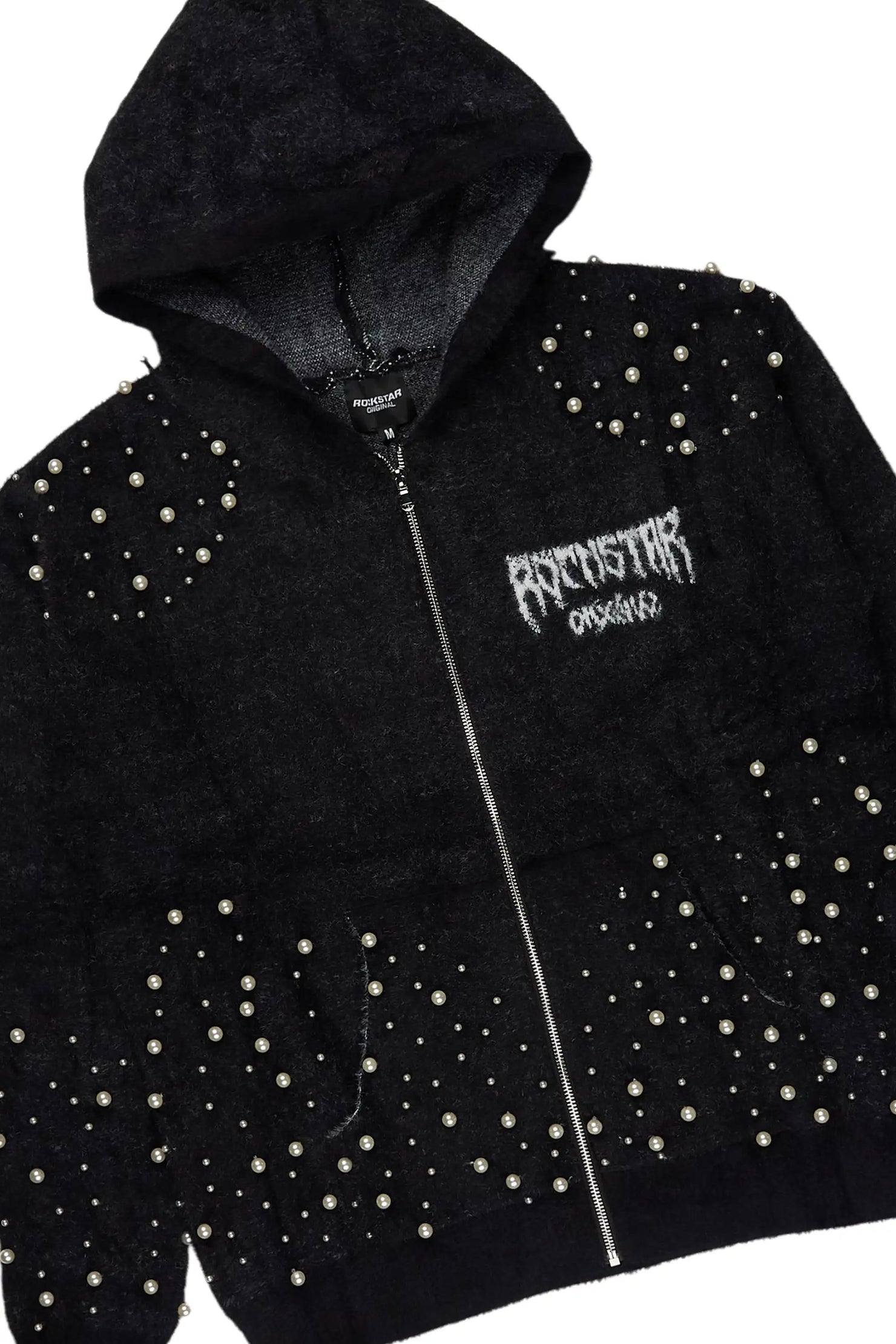 Twinkle Black/Black Rhinestone Hoodie Stacked Flare Track Set