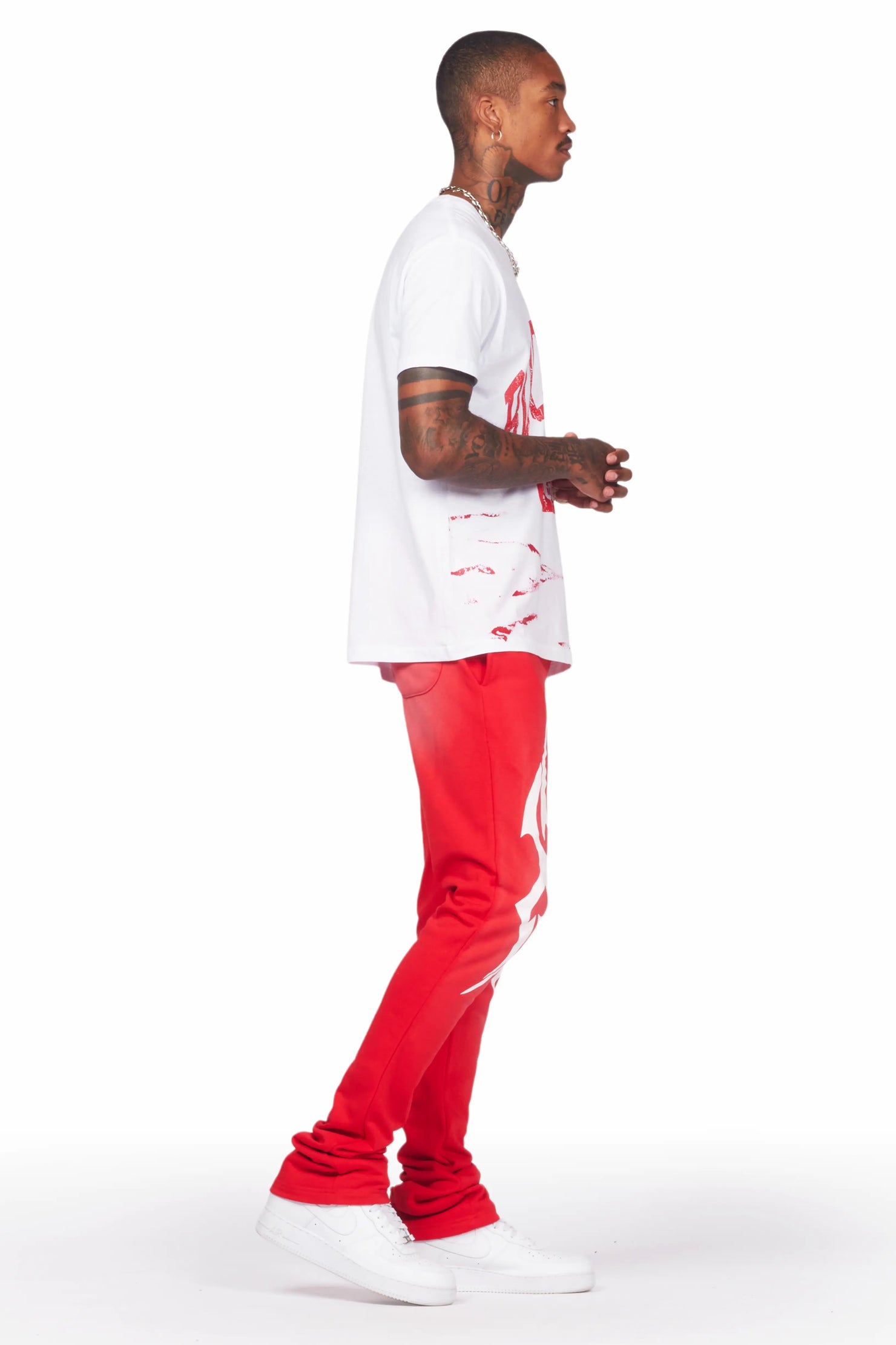 Hugin White/Red T-Shirt/Stacked Flare Track Set