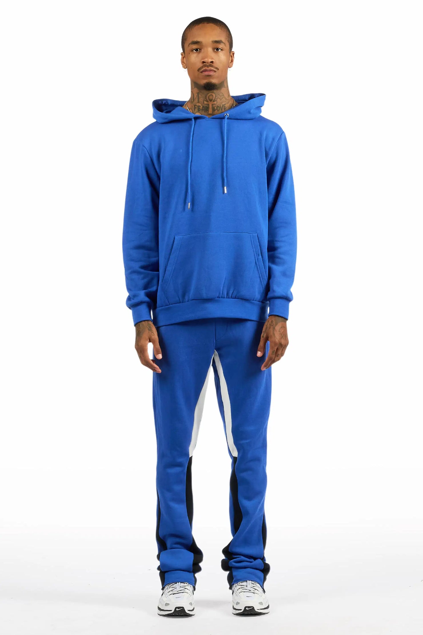 Basic Royal Blue/Black Hoodie/Stacked Flare Track Set