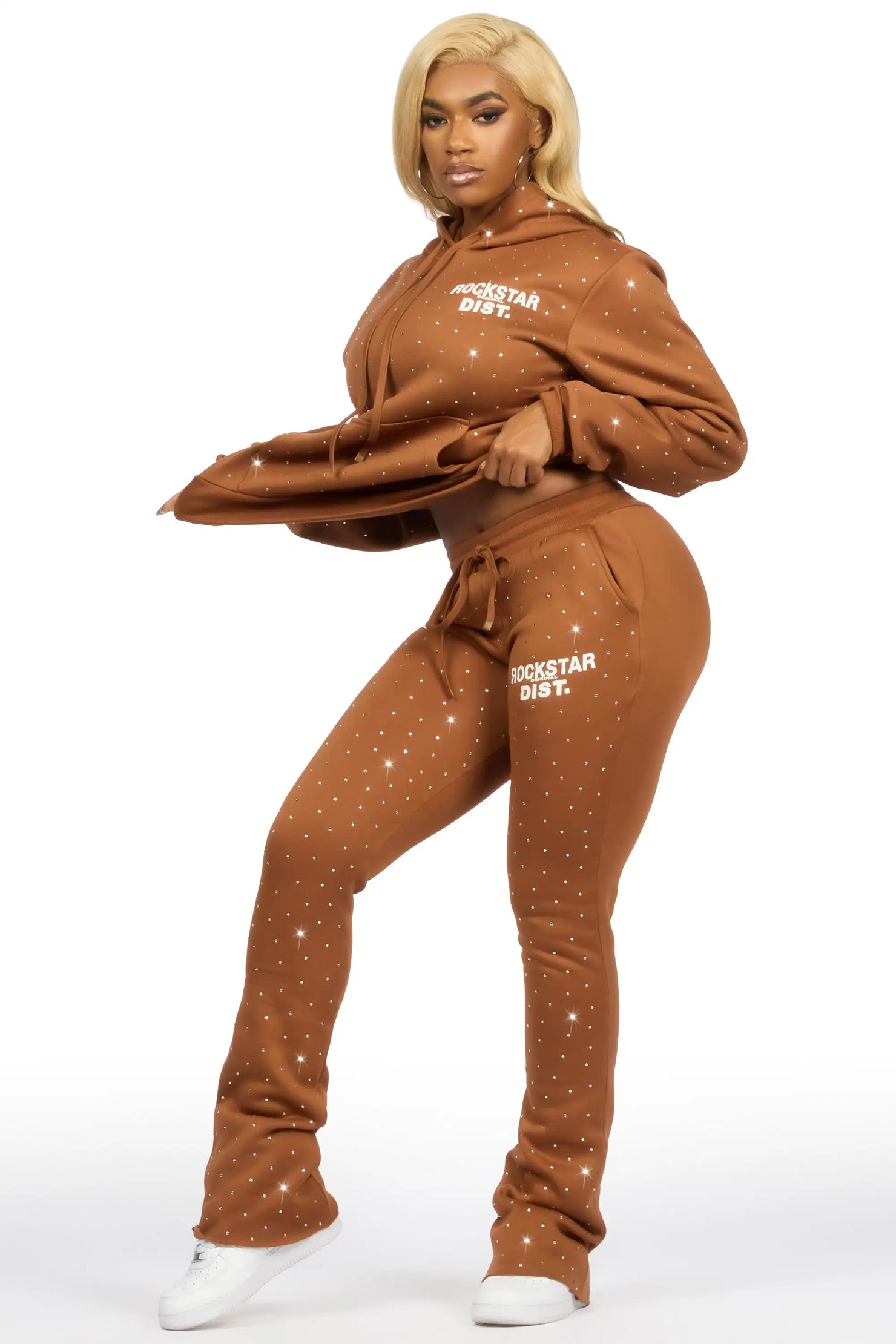 Shamoney Brown Rhinestone Stacked Track Set