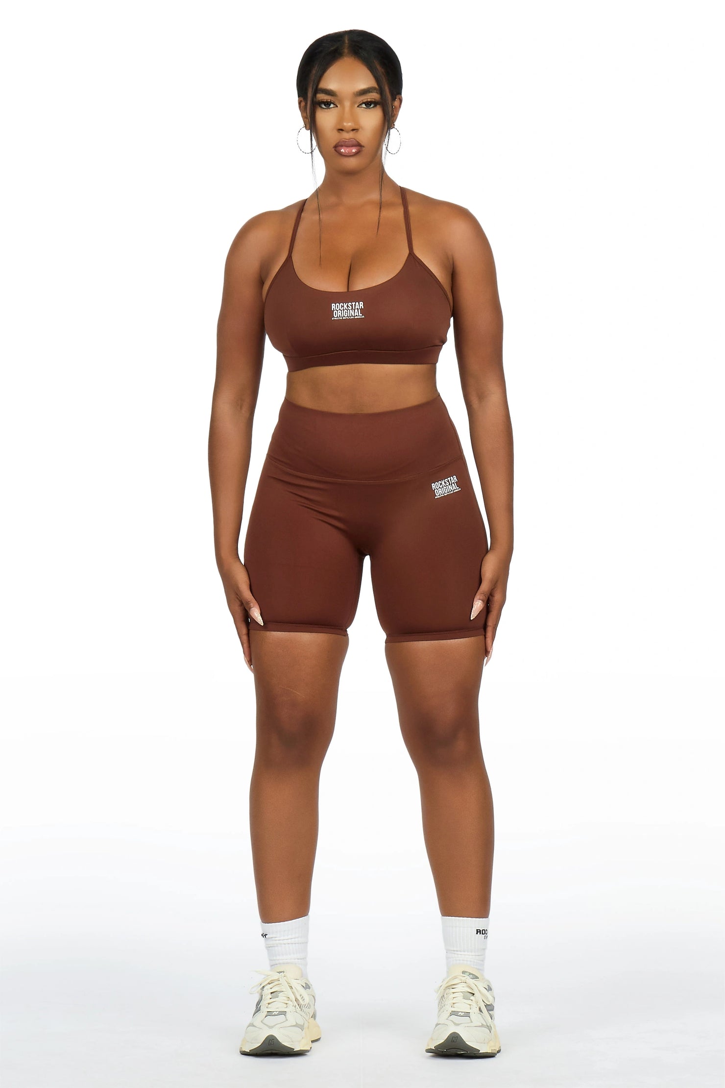 Aliccia Brown Tank Active Bike Short Set