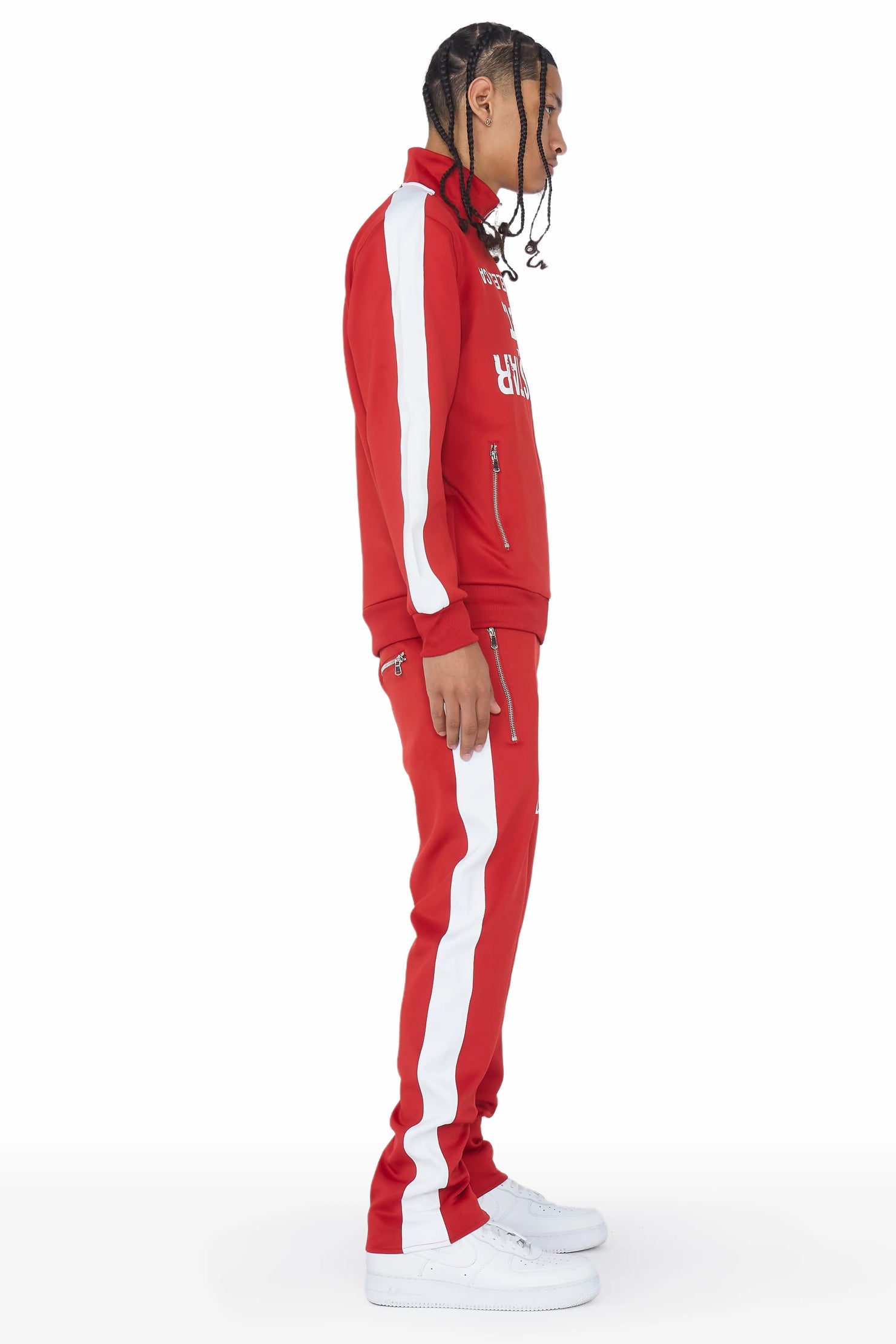 Dist. Town Red Tricot Slim Fit Track Set