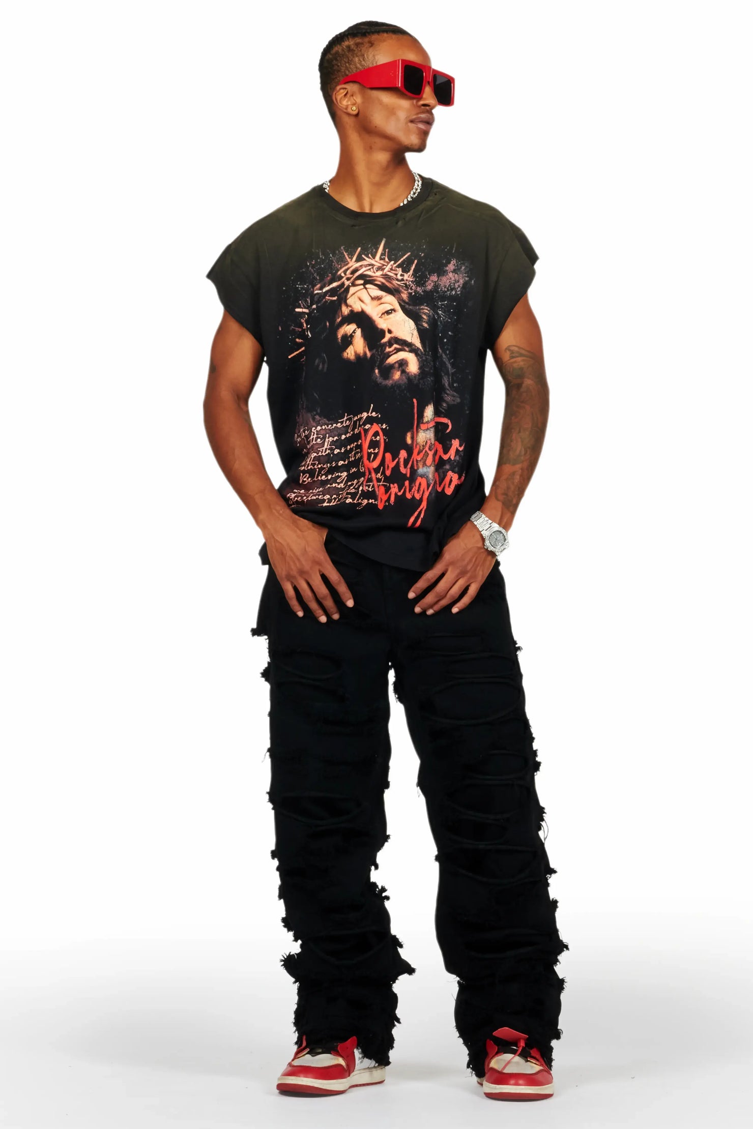 Nalu Black Graphic Muscle T-Shirt