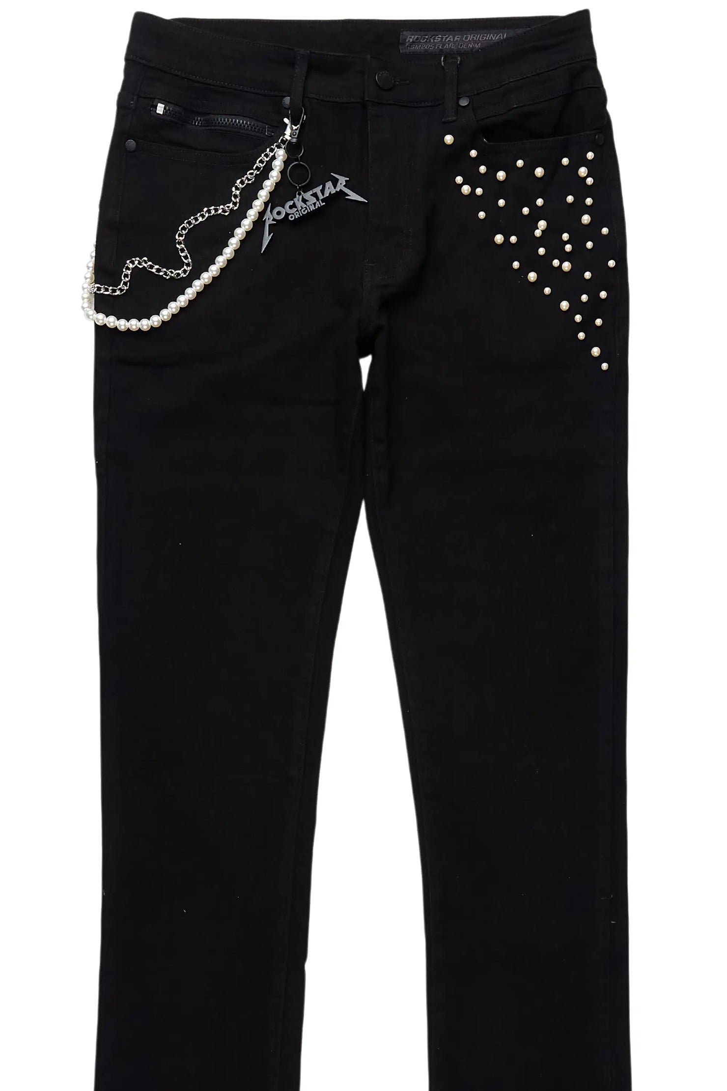 Zayvon Jet Black Stacked Flare Jean