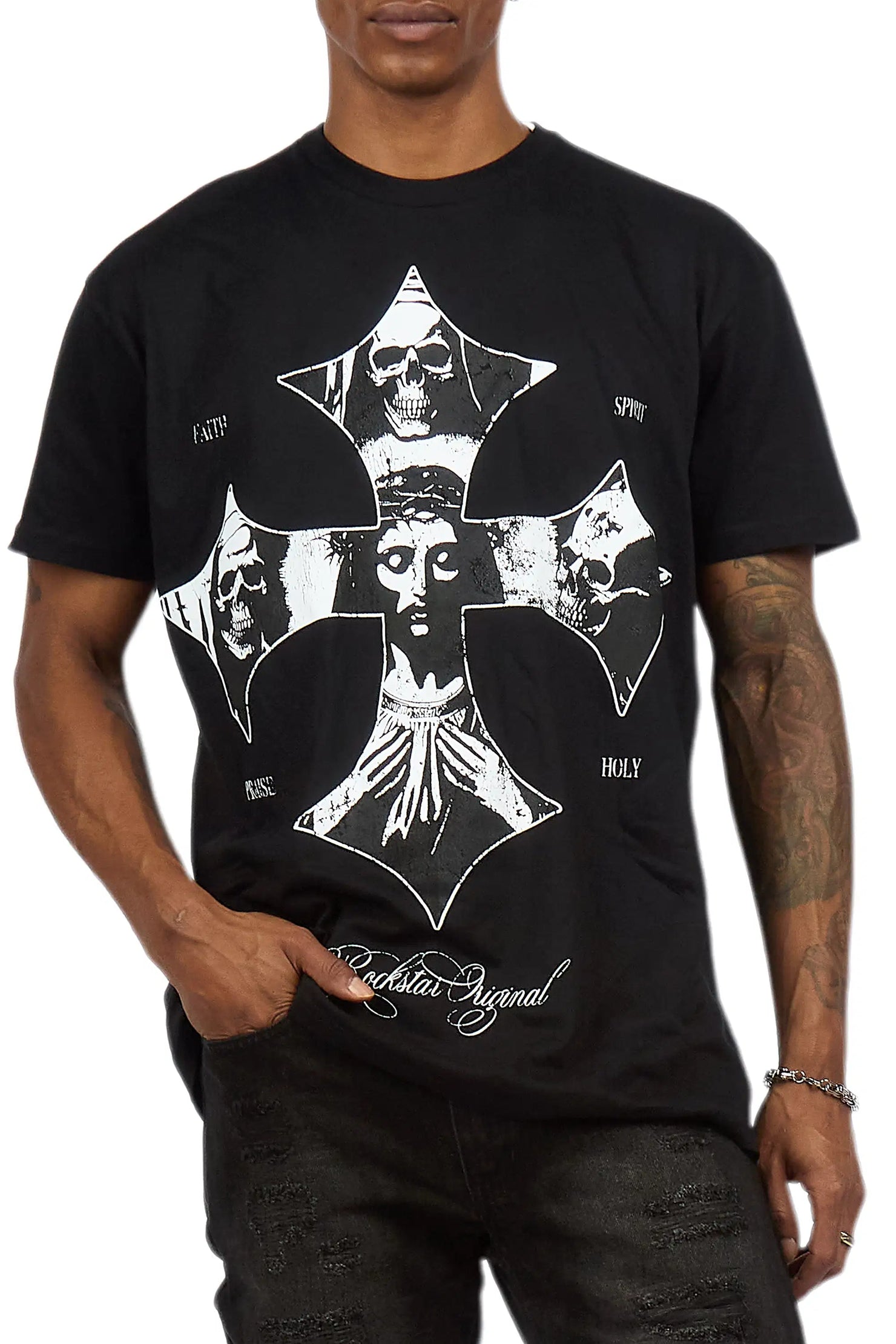 Lorzen Black Oversized Graphic T-Shirt