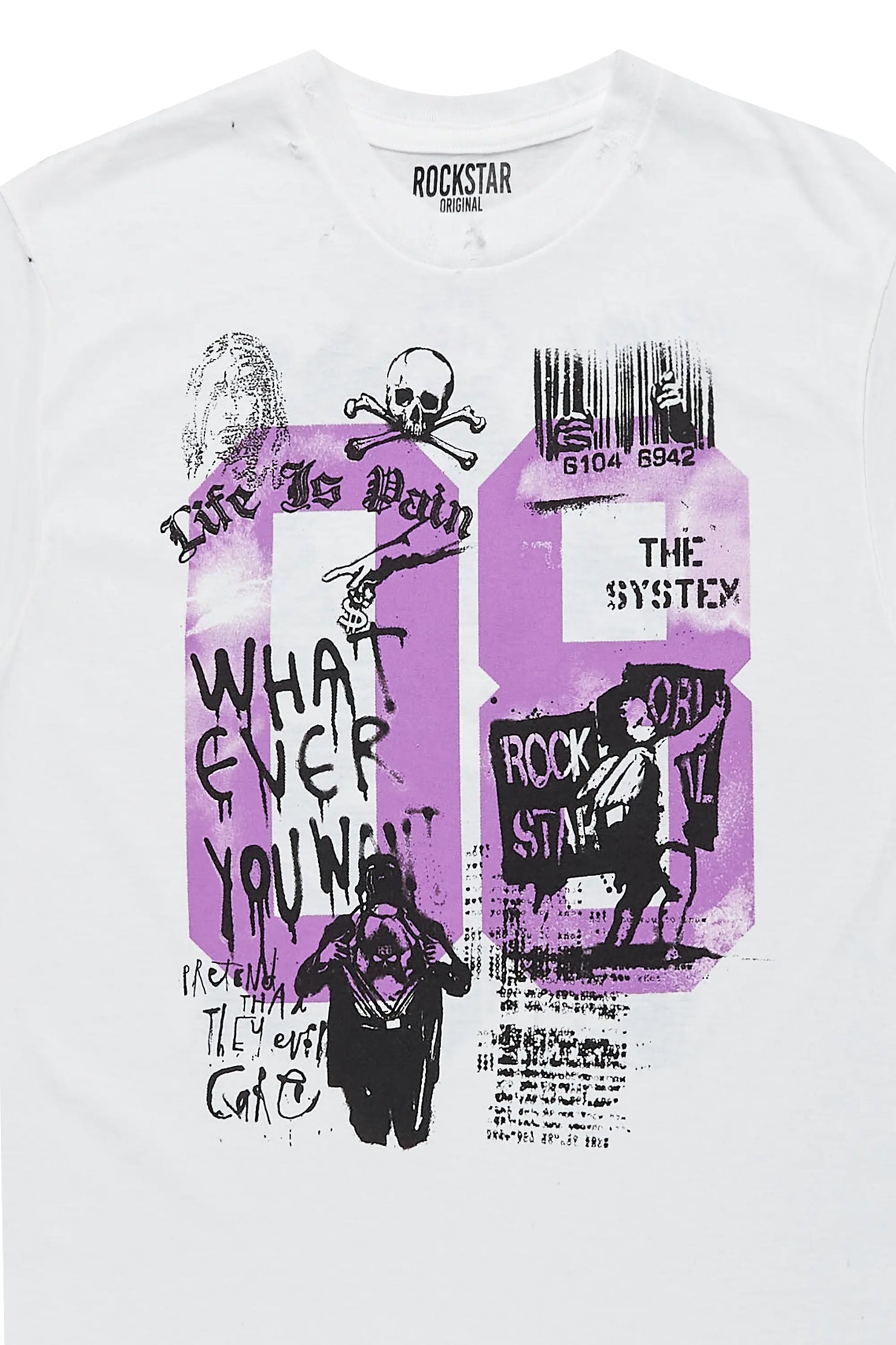 Girls Kammy White/Purple Graphic T-Shirt