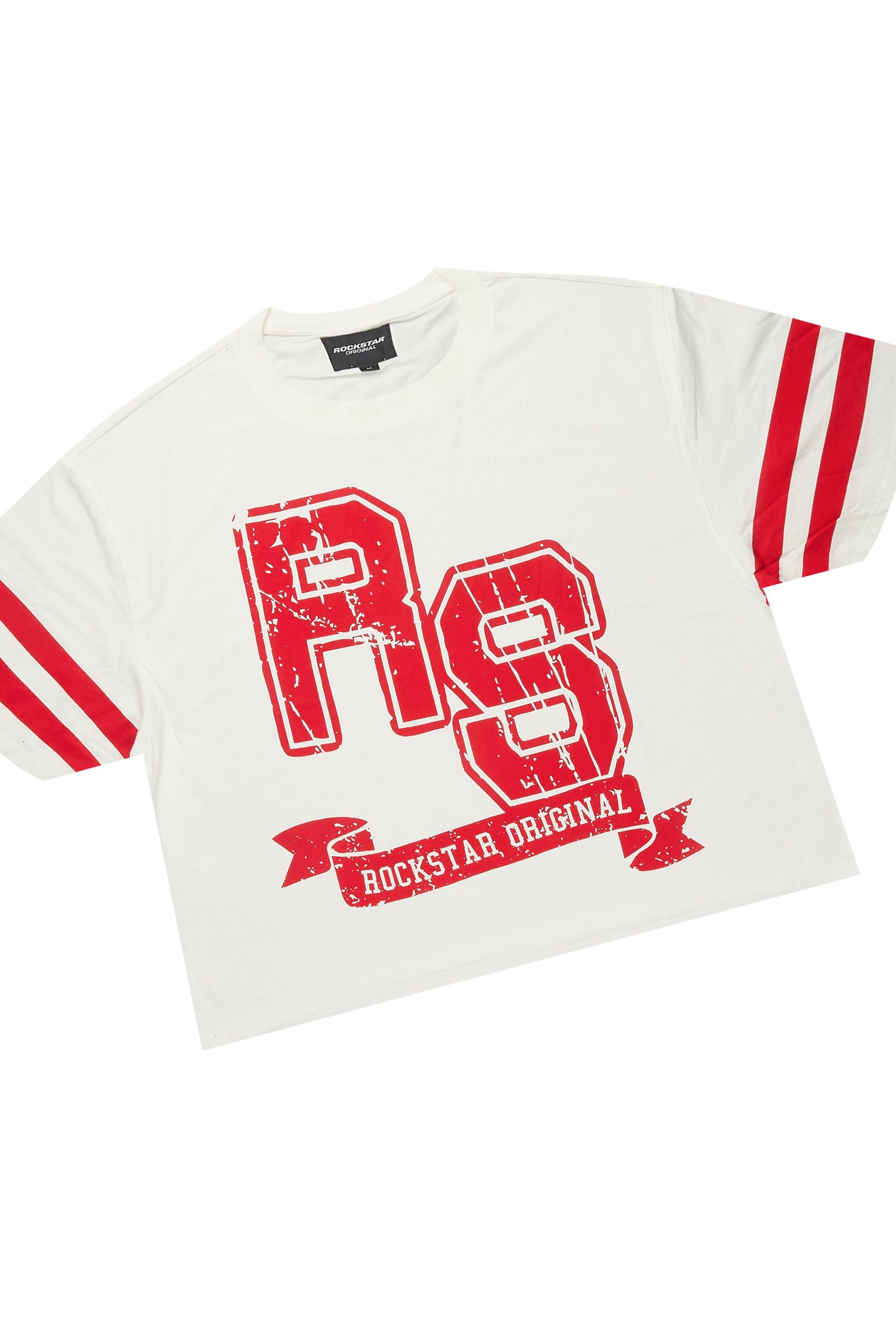 Alik White/Red Crop Boxy Tee Short Set