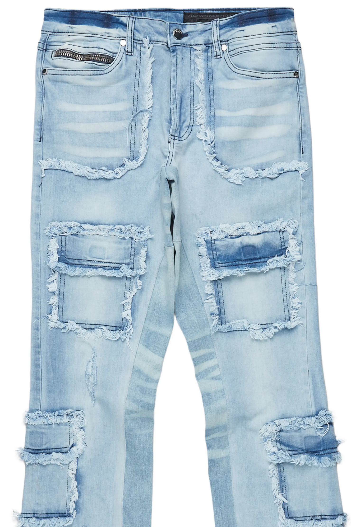 Ubba Blue Baggy Cargo Stacked Jean