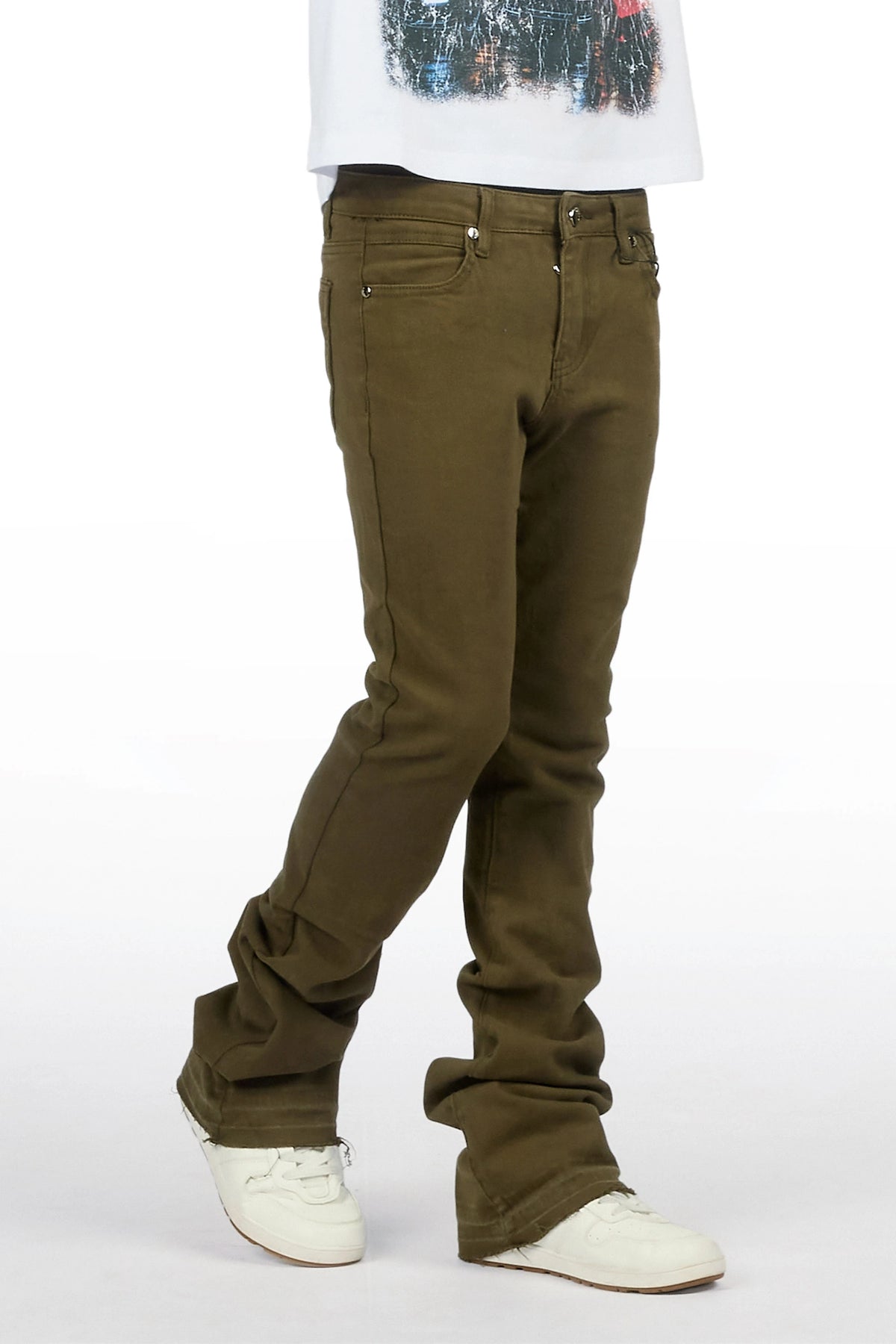 Boys Dag Olive Stacked Flare Jean