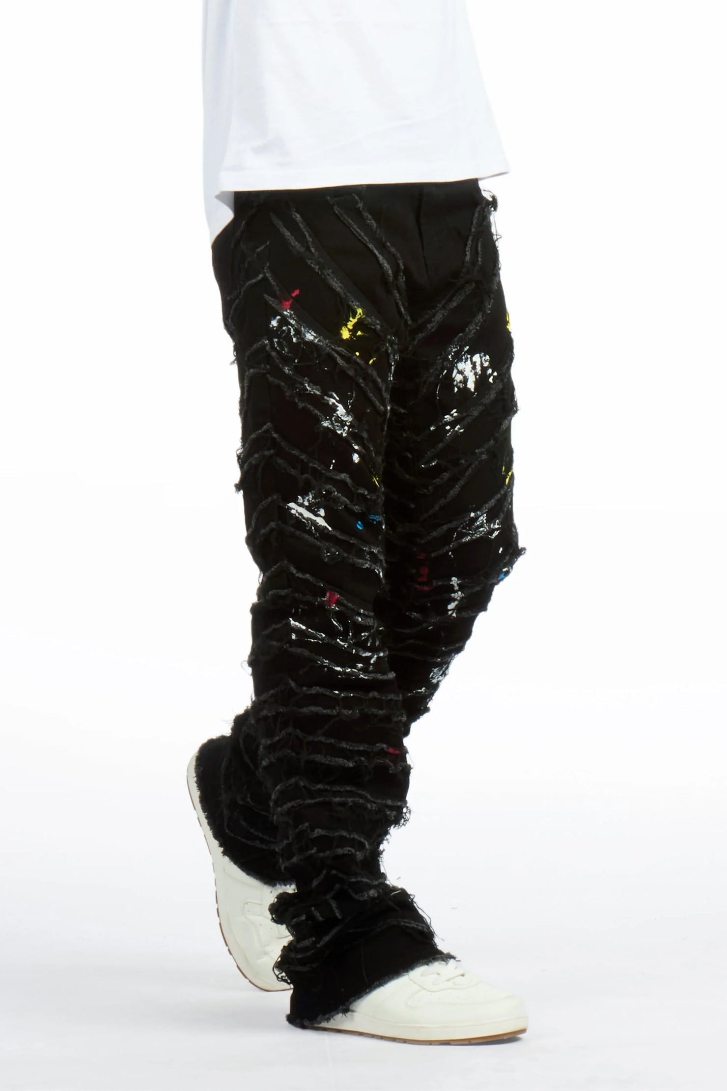 Boys Charly 2.0 Black Stacked Painter Flare Jean