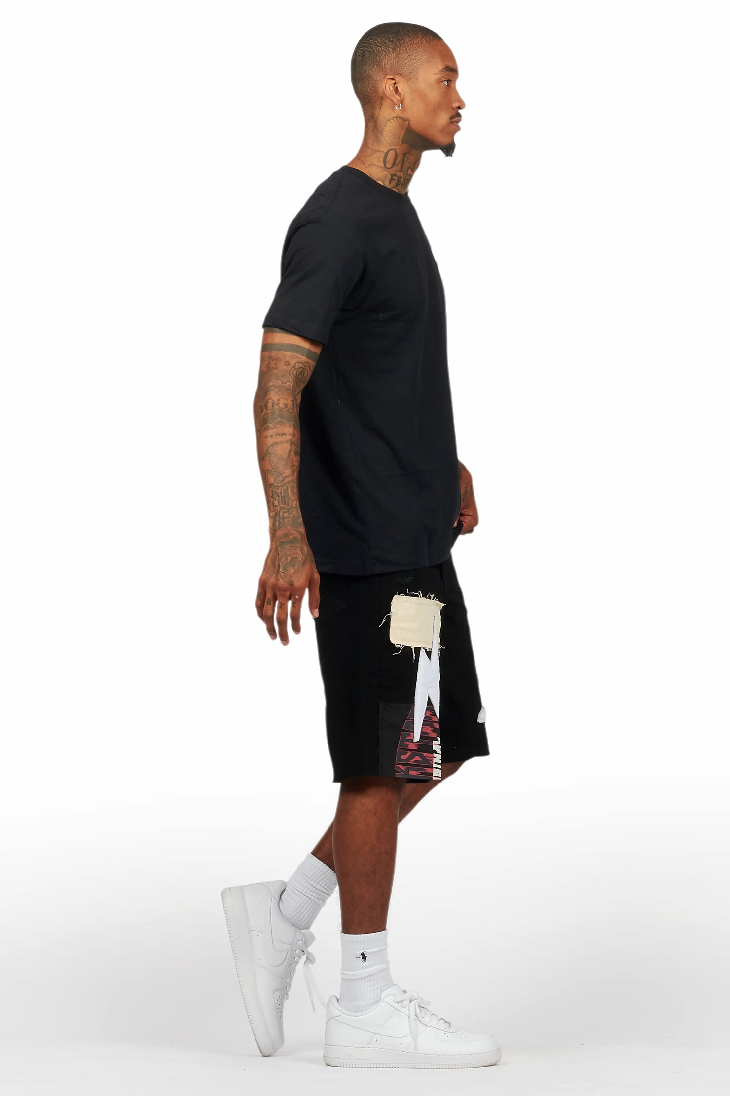 Carlin Black T-Shirt/Denim Short Set