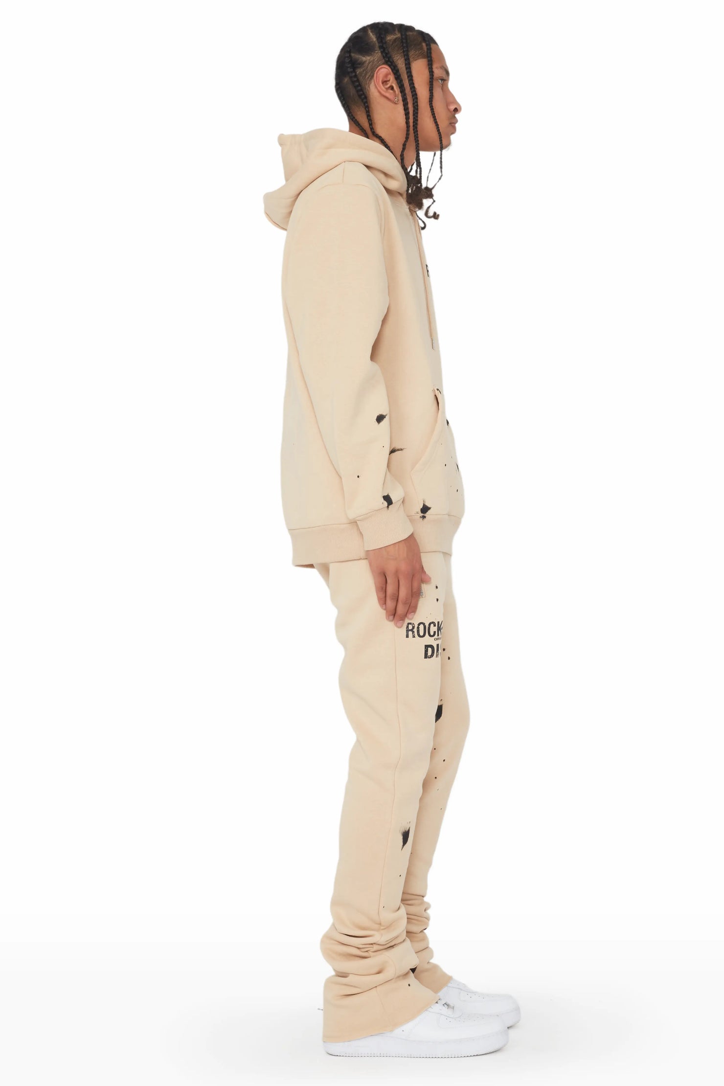 Raffer Tan Hoodie/Stacked Flare Track Set