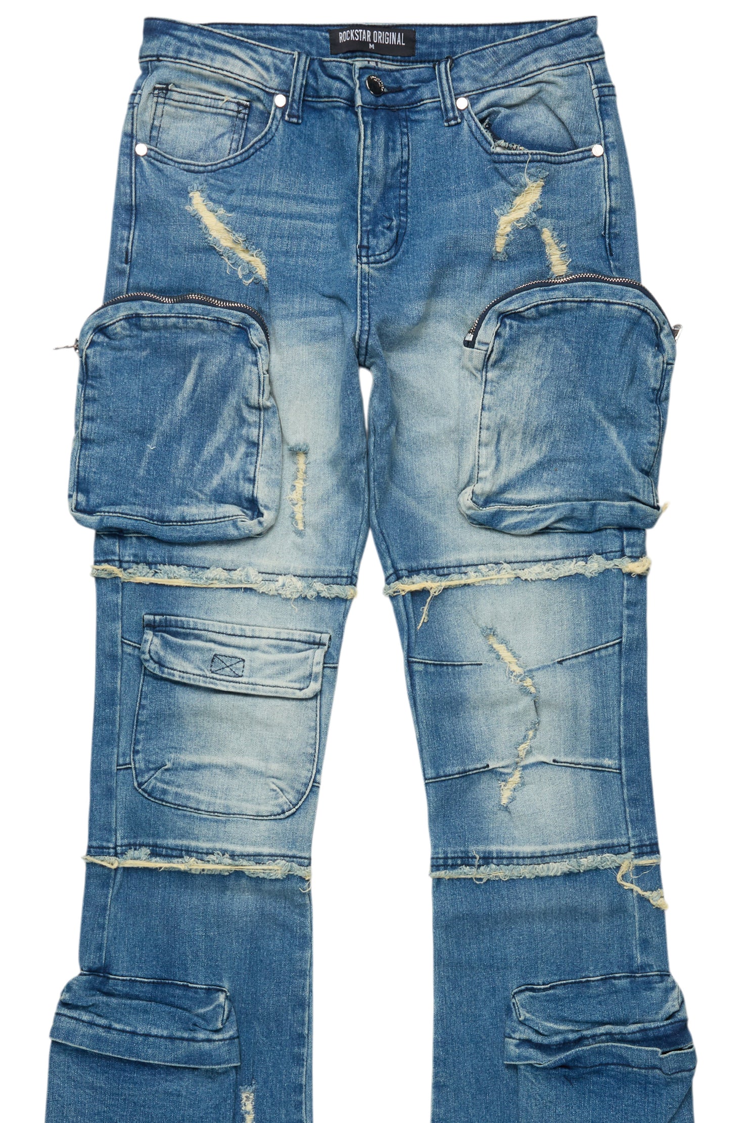 Toniesha Dirty Blue Wash Stacked Flare Jean