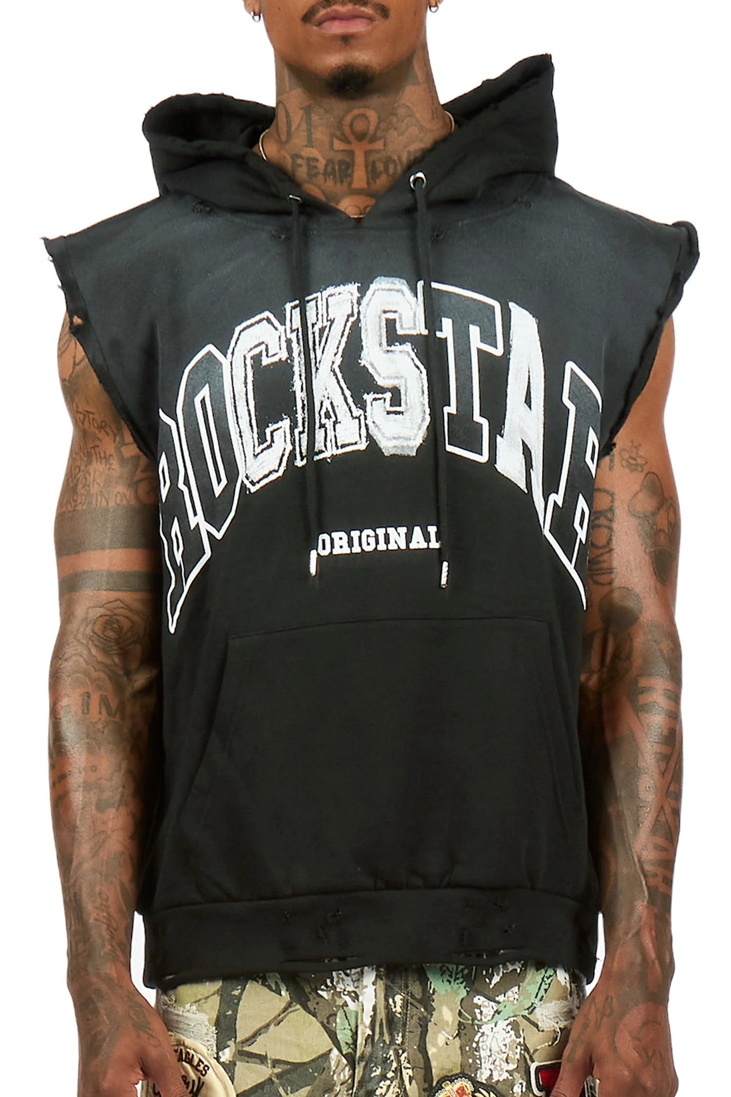 Bodie Black Cut Sleeve Hoodie
