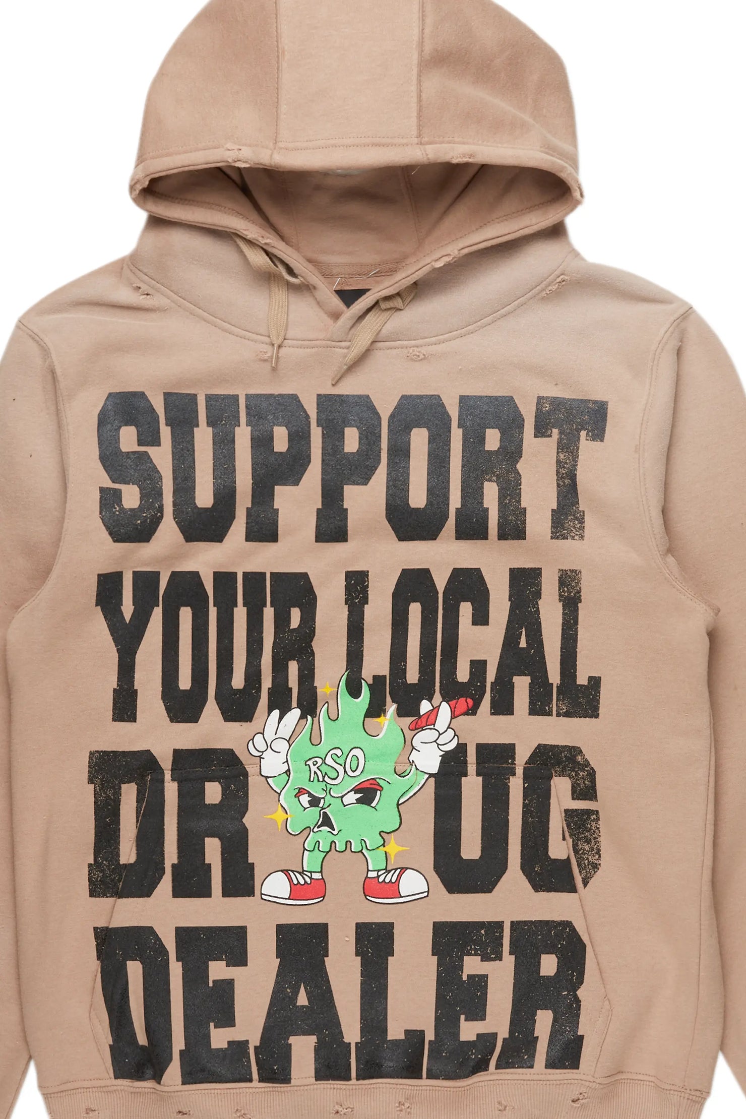 Tarl Khaki Distressed Graphic Hoodie