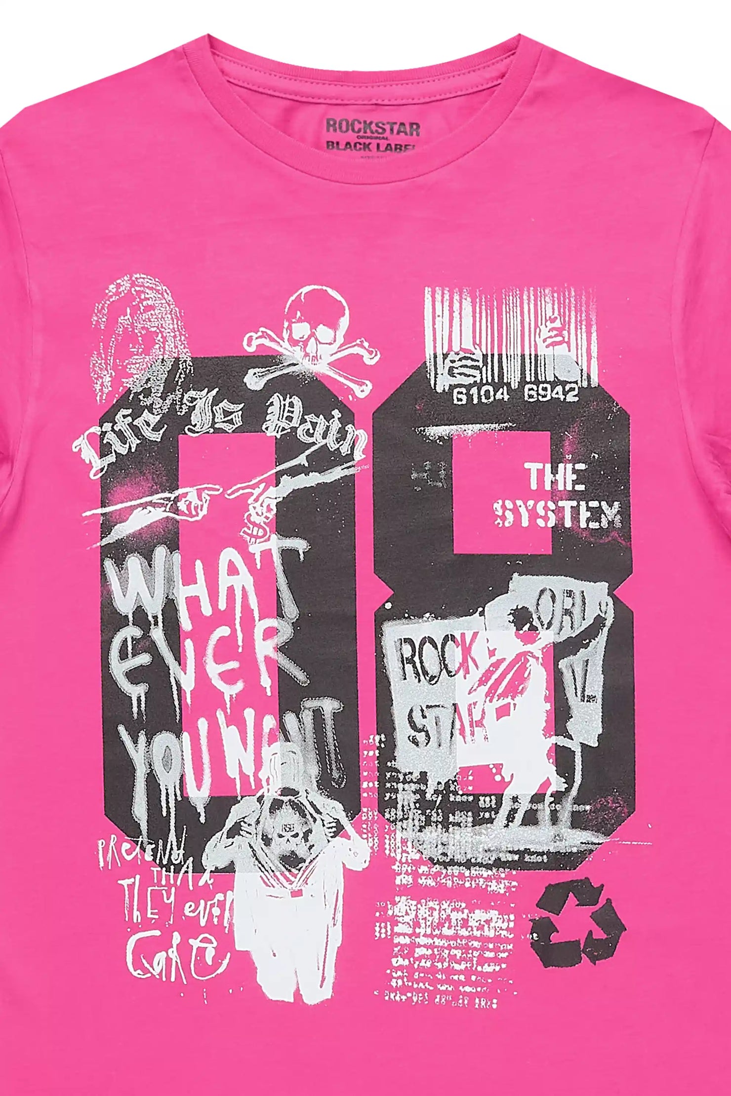 Girls Kammy Fuchsia/White Graphic T-Shirt