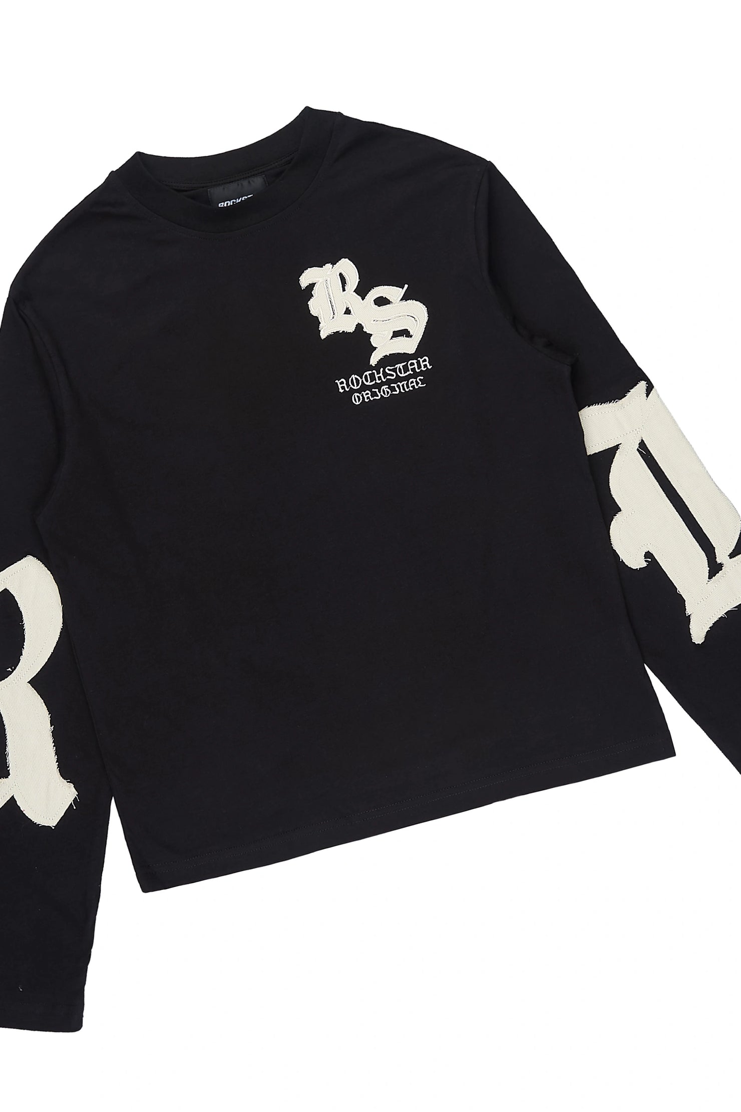 Boys Shire Black/White Long Sleeve Stacked Track Set