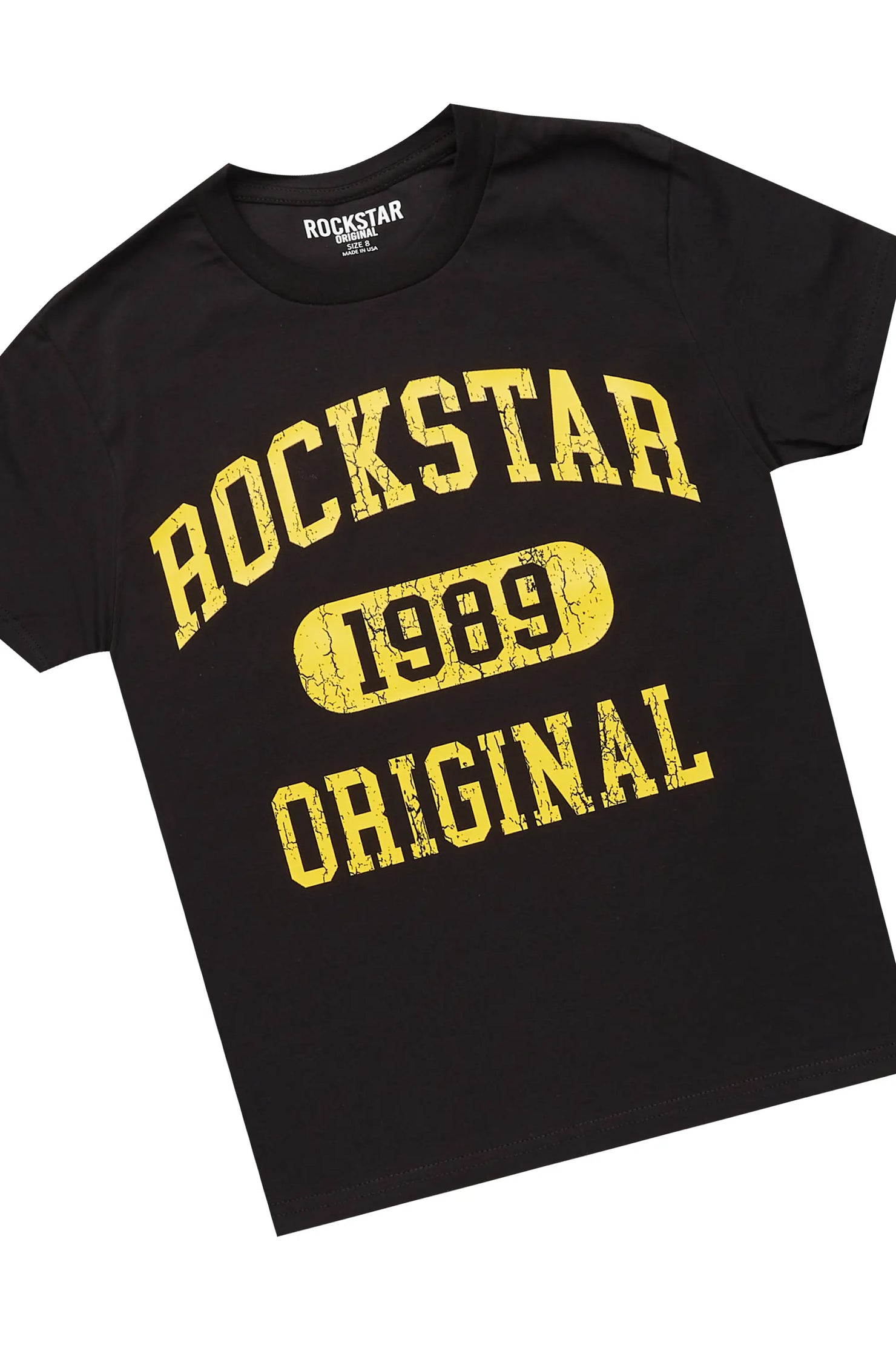 Boys Embers Black/Yellow T-Shirt/Stacked Flare Jean Set