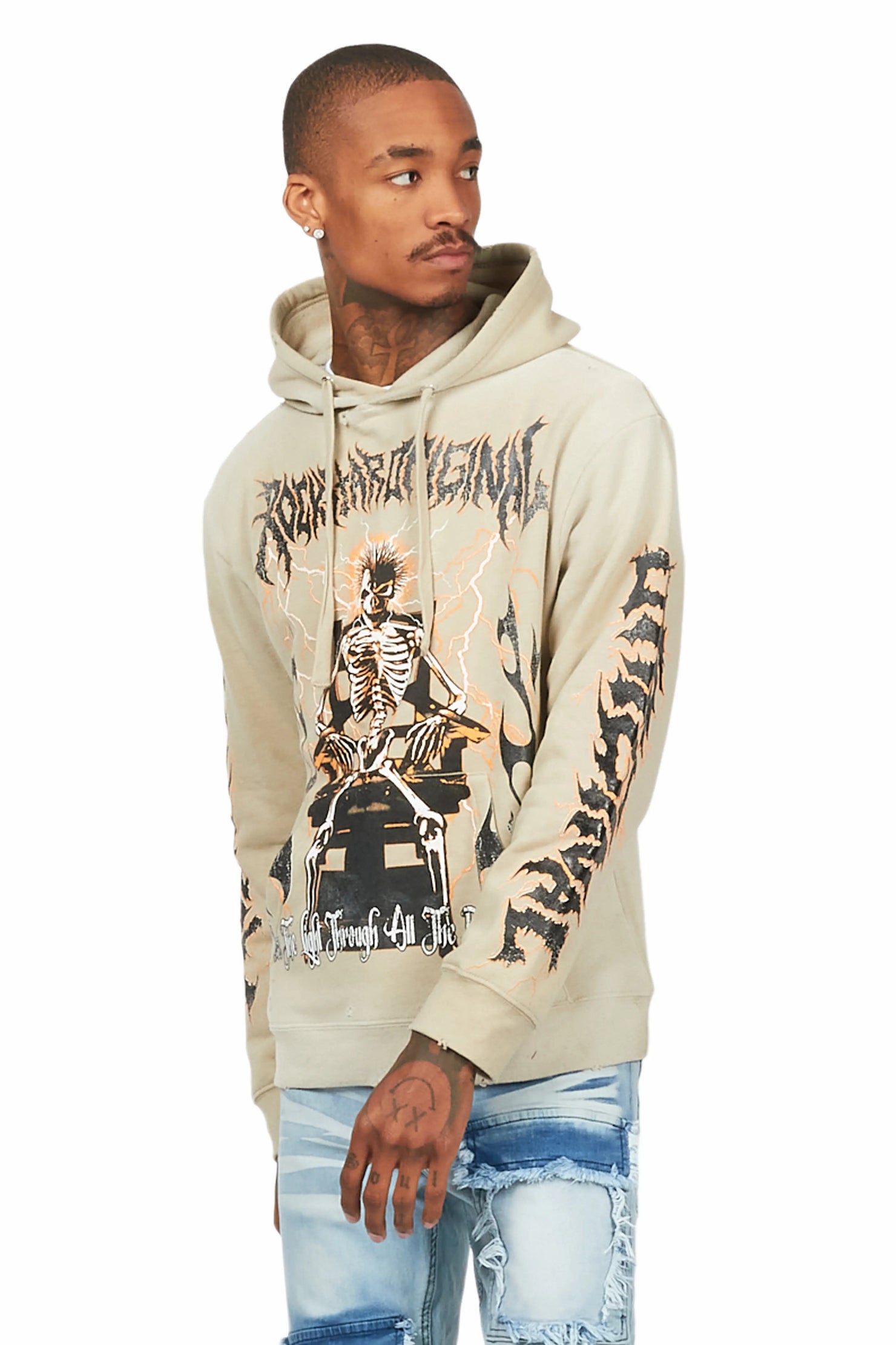Deathrow Beige Graphic Hoodie